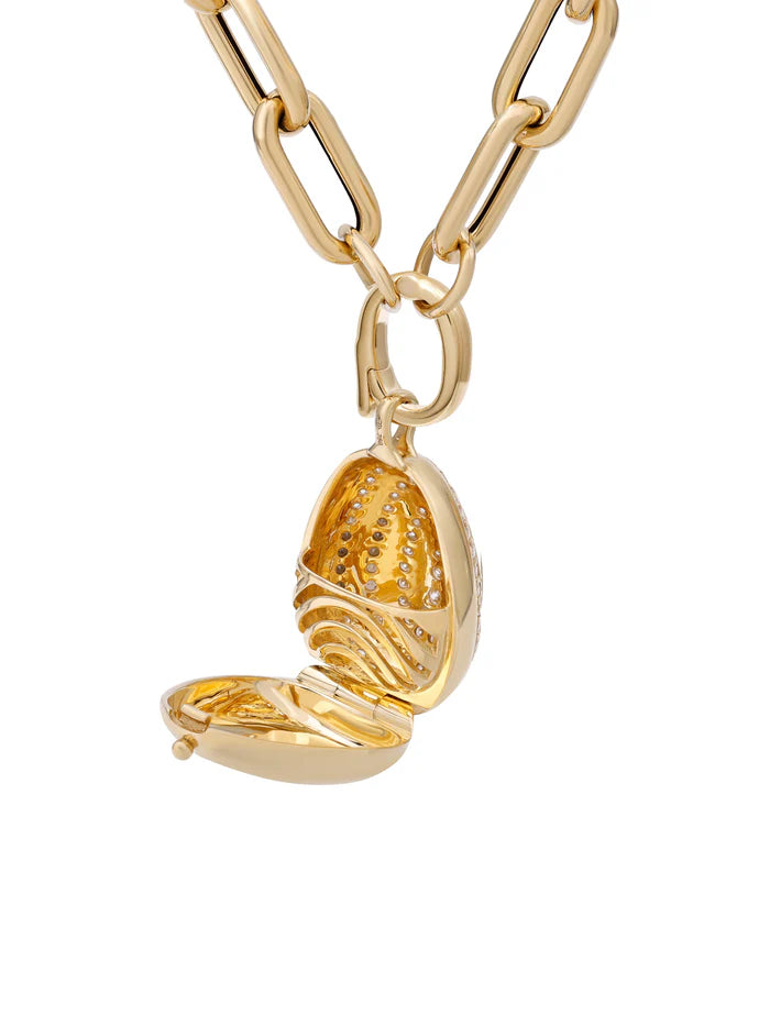 Cosmic egg diamond orbit locket