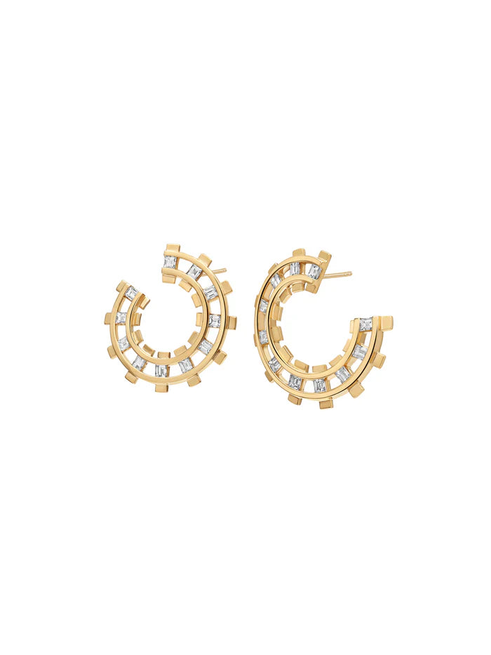 Railroad Diamond Loop Earrings