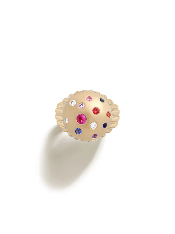 Toadstool confetti sapphire bombe ring