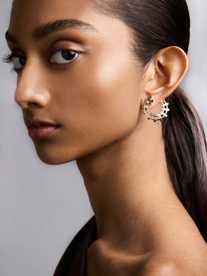 Railroad Diamond Loop Earrings