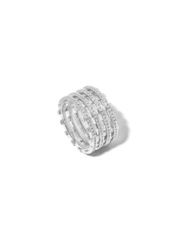 Railroad Twin Track Pave Ring