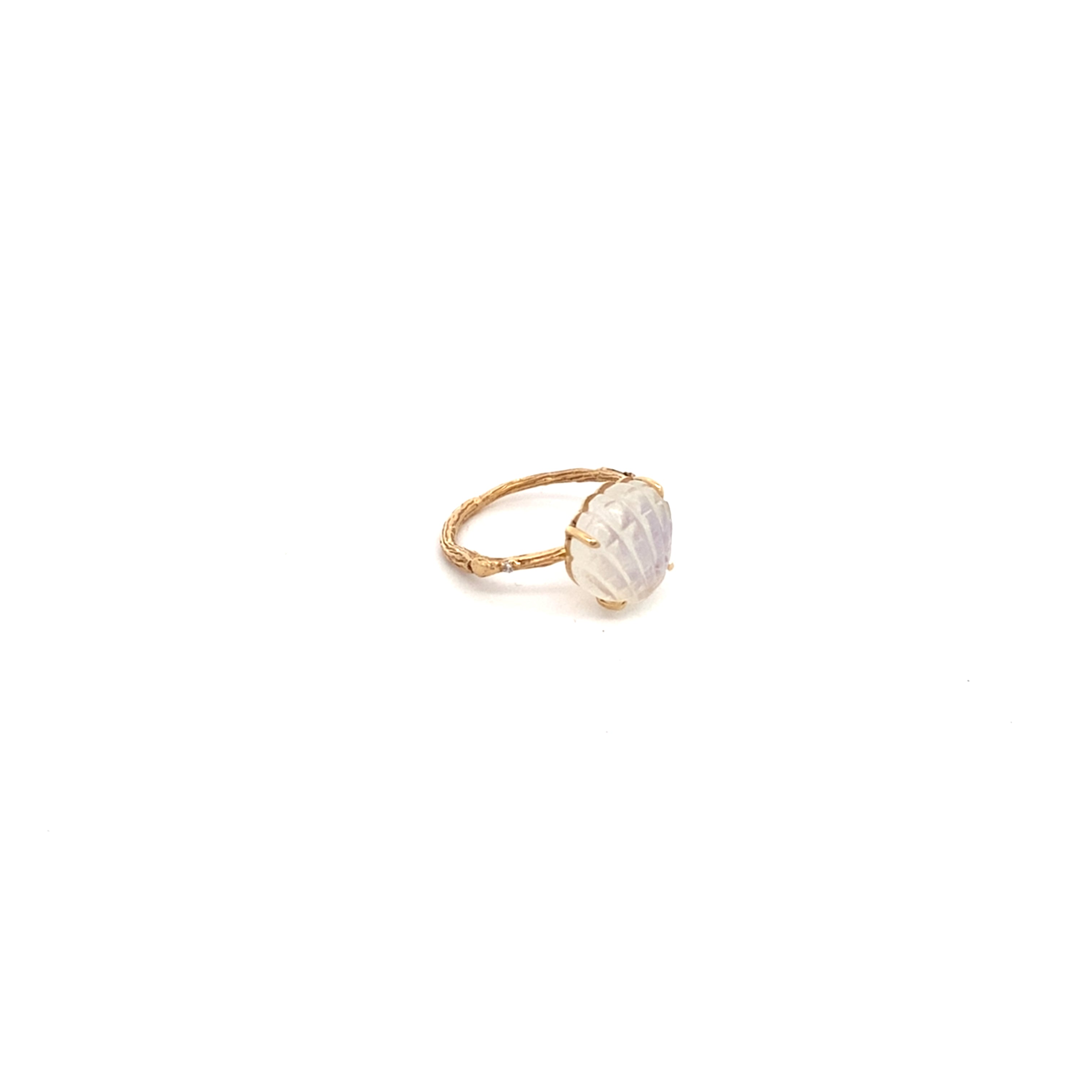 Moonstone Carved Shell Ring