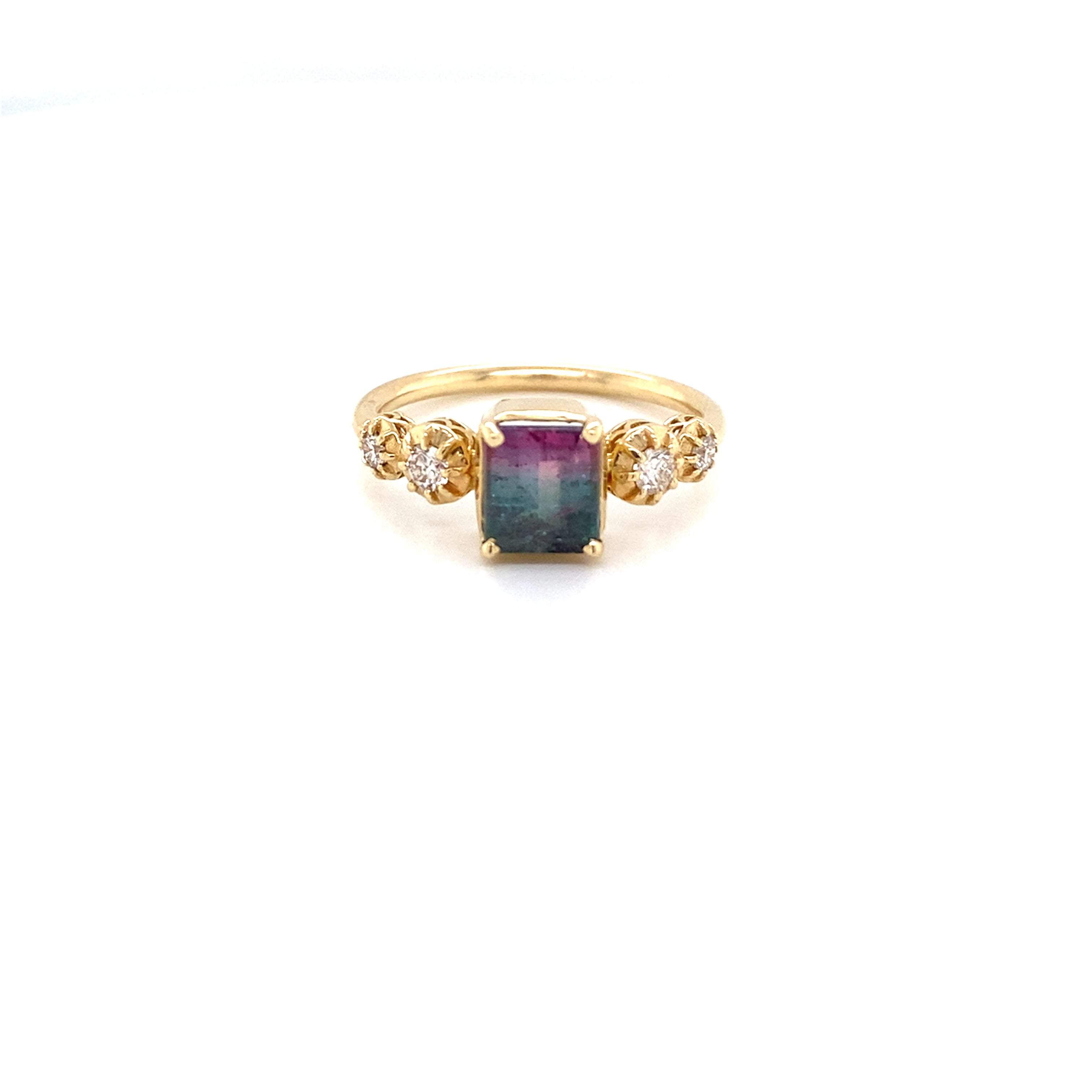 Watermelon Tourmaline Baguette Sophia Ring