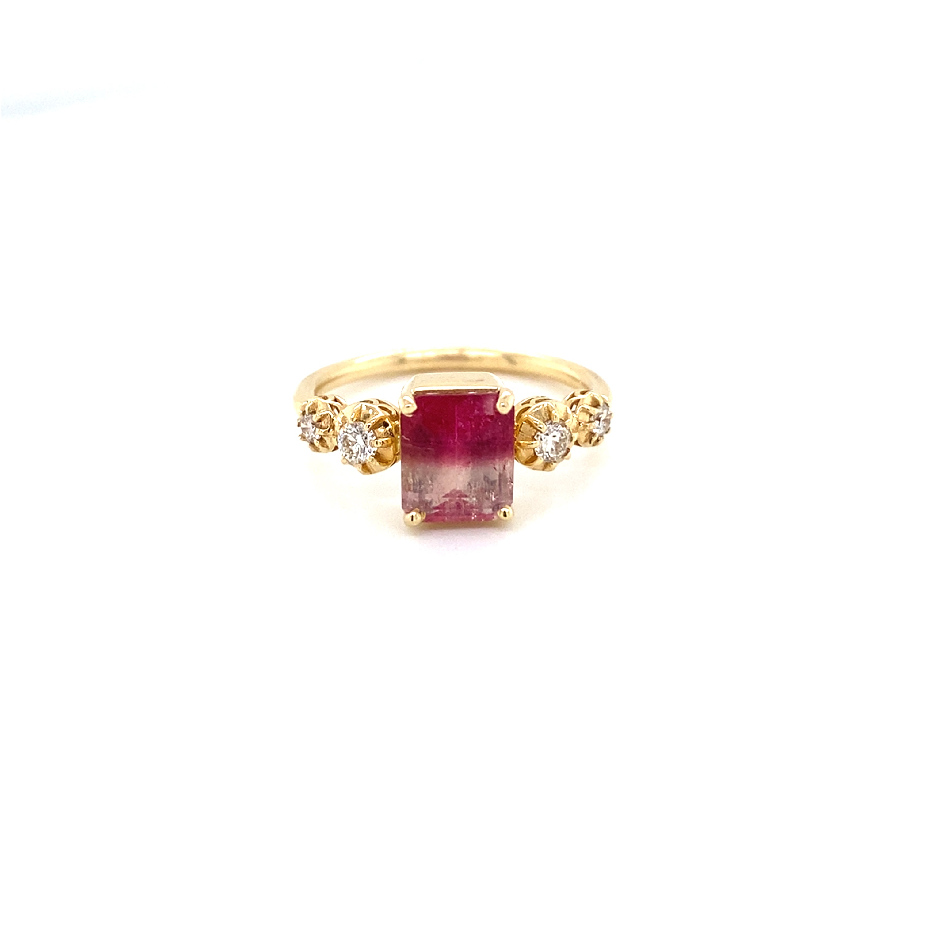 Ombre Pink Tourmaline Baguette Sophia Ring