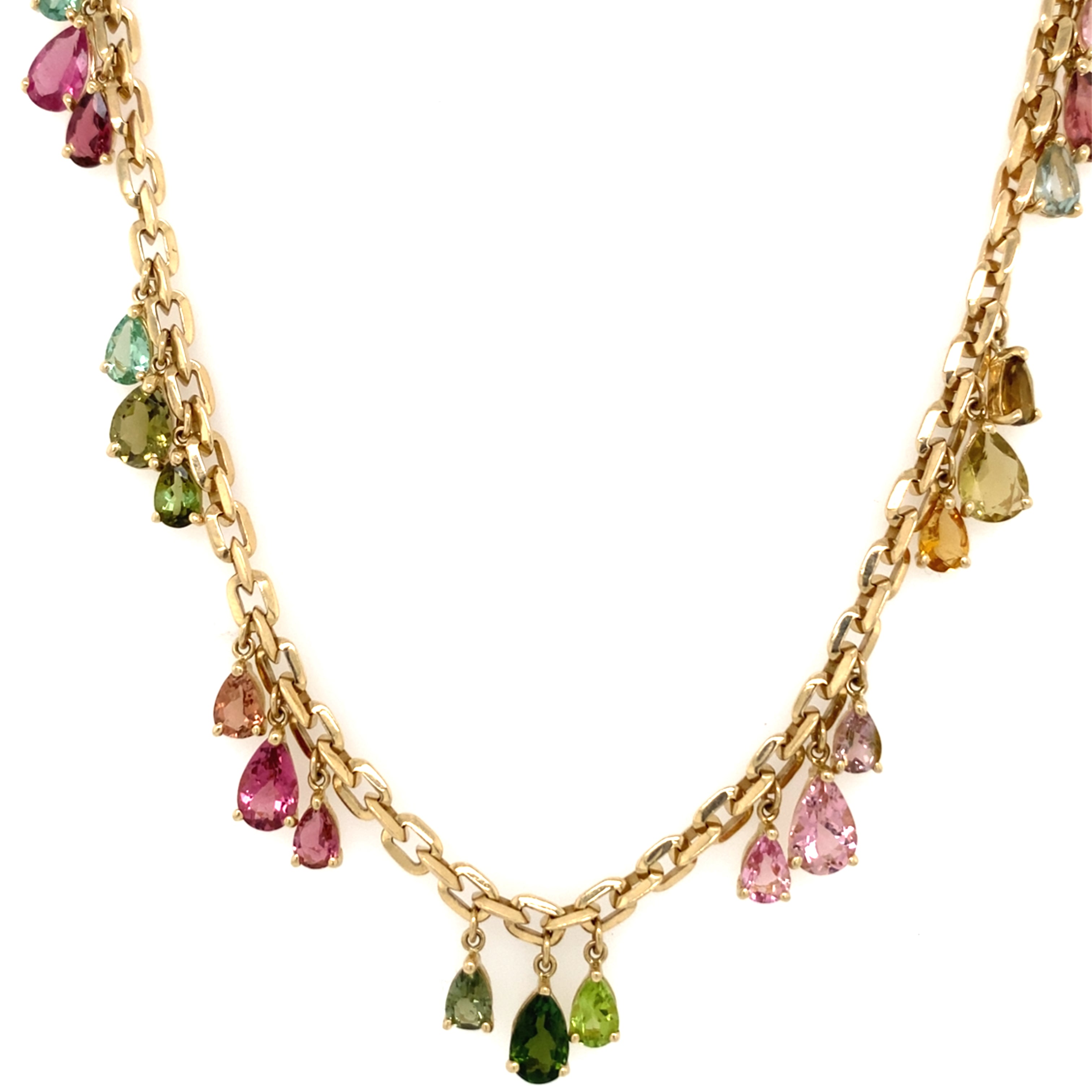 Graduated 3x7 Multi Tourmaline Teardrop Necklace