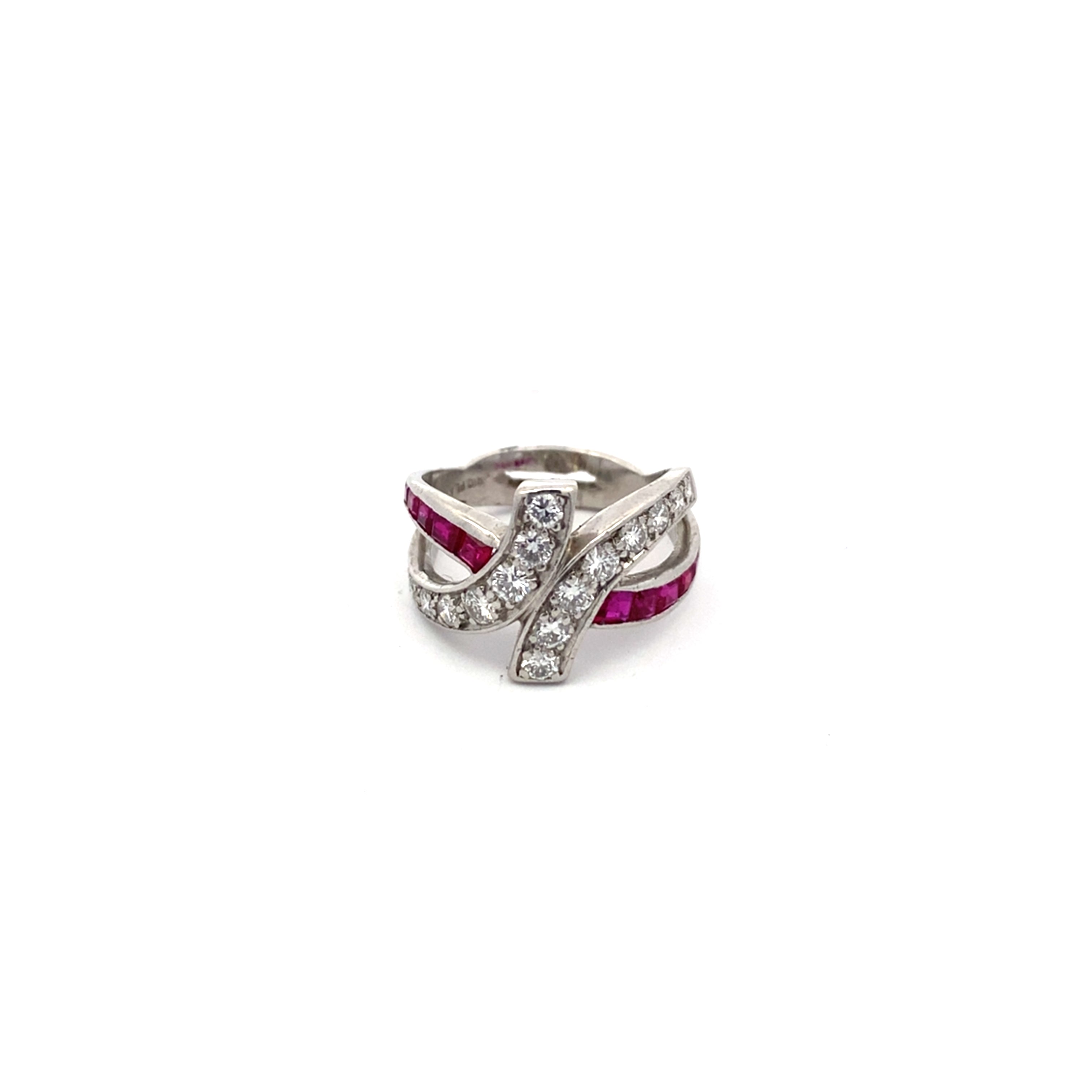 Vintage Platinum Ruby and Diamond Ring