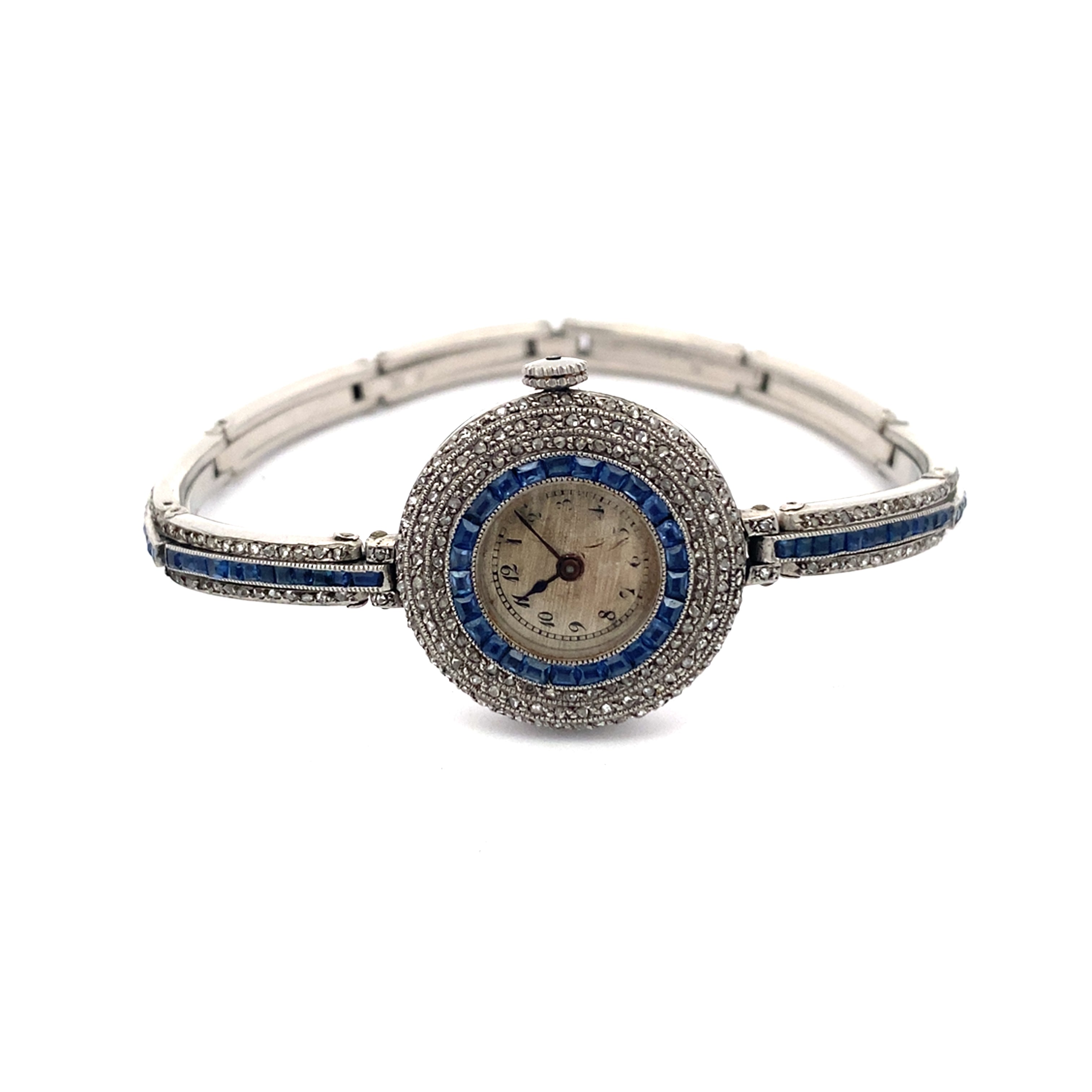 Vintage Platinum, Sapphire, and Diamond Watch