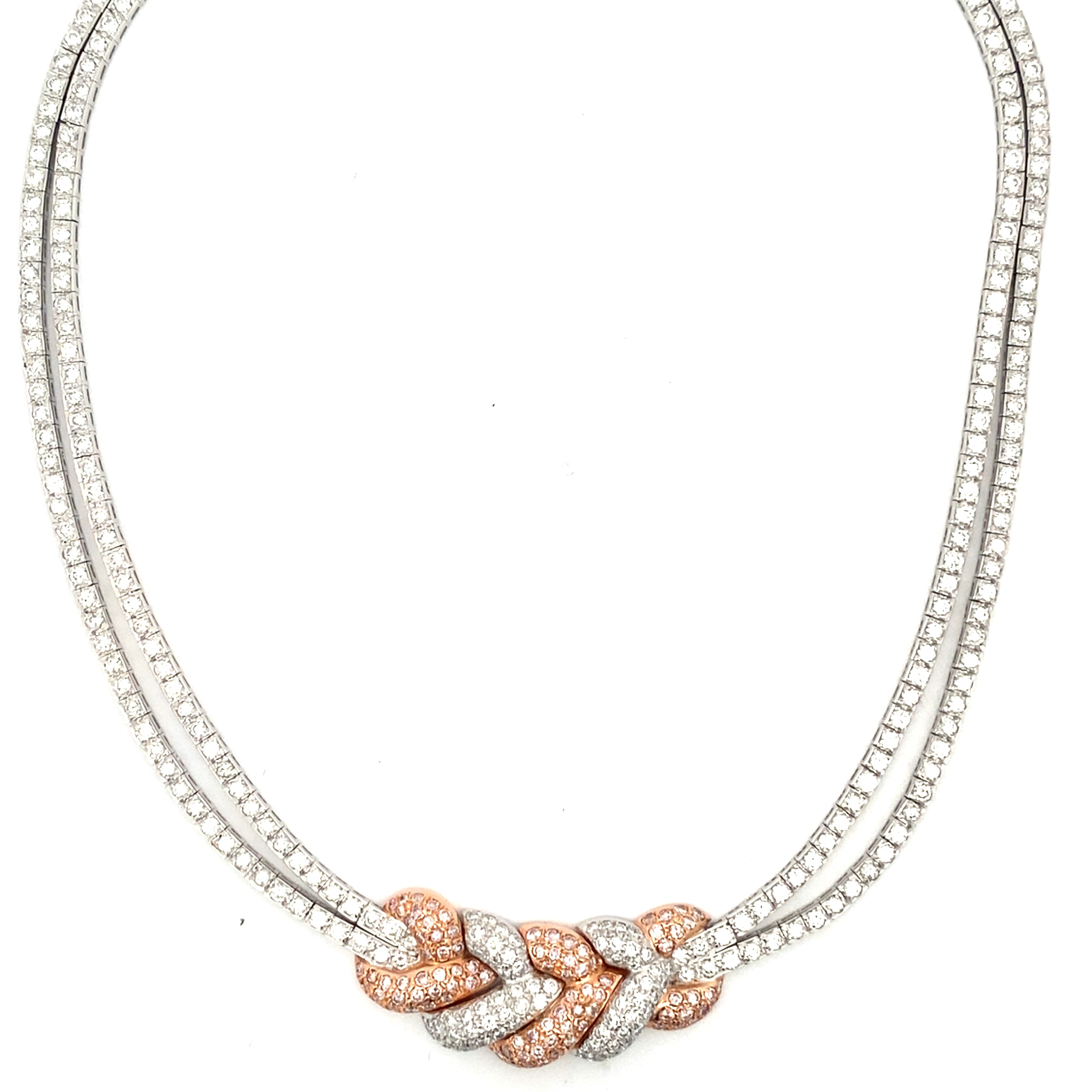 Vintage White Gold and Rose Diamond Necklace