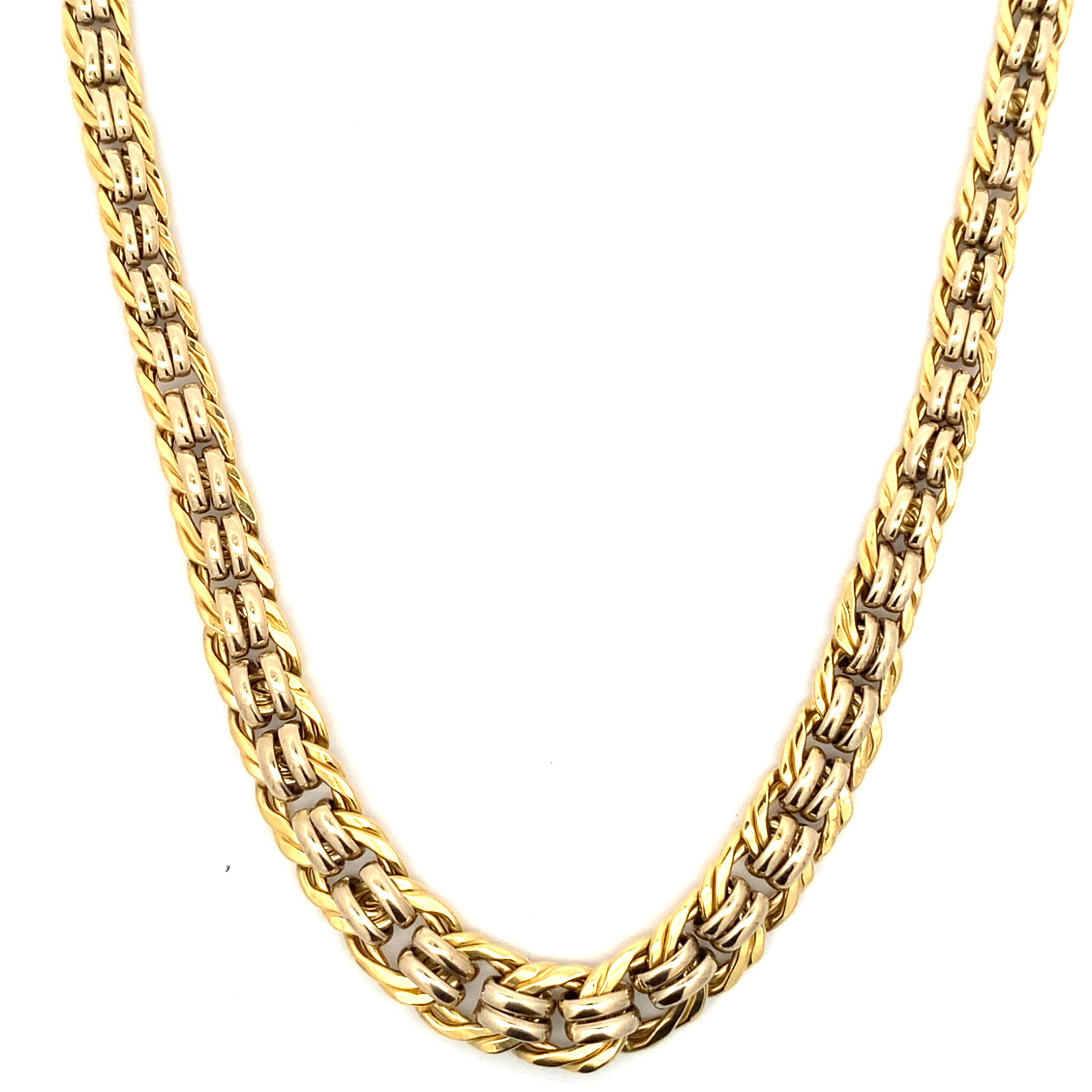 Vintage Yellow Gold and White Gold Tapered Chain Necklace