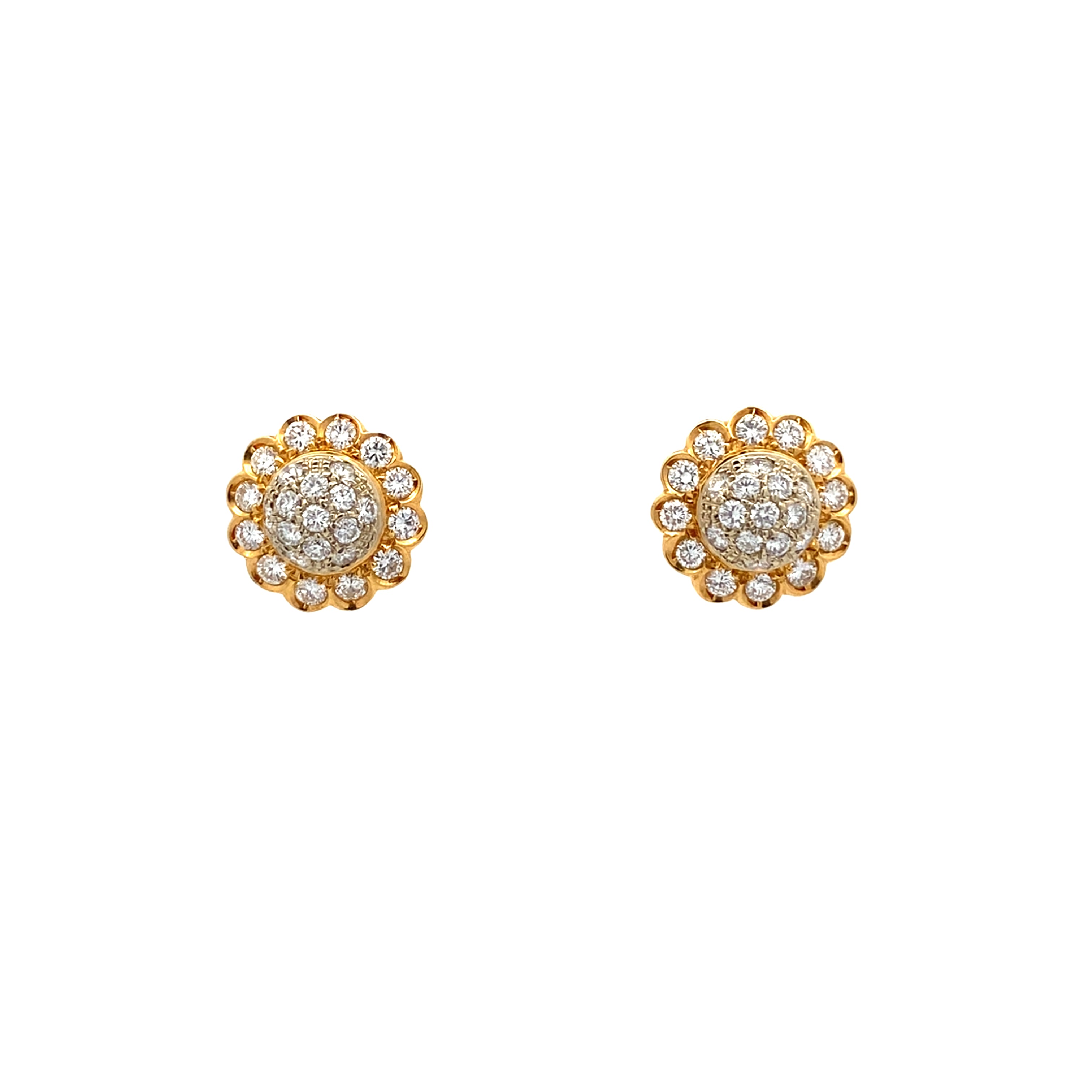 Vintage Diamond Flower Stud Earrings