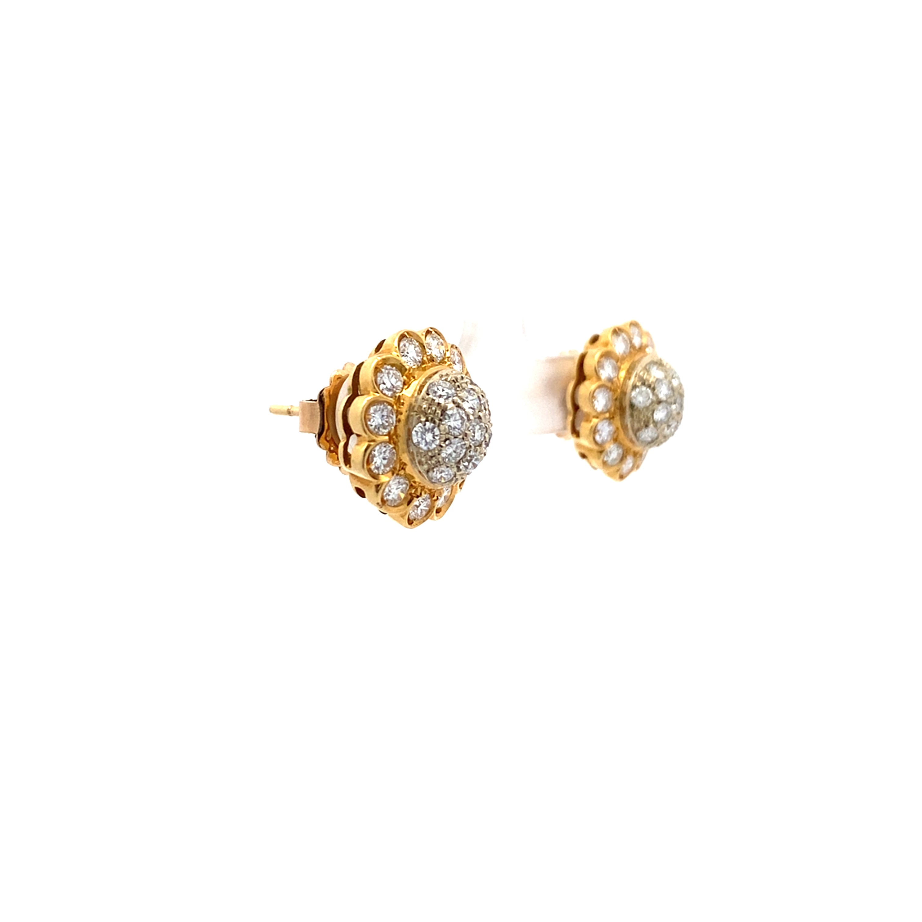 Vintage Diamond Flower Stud Earrings