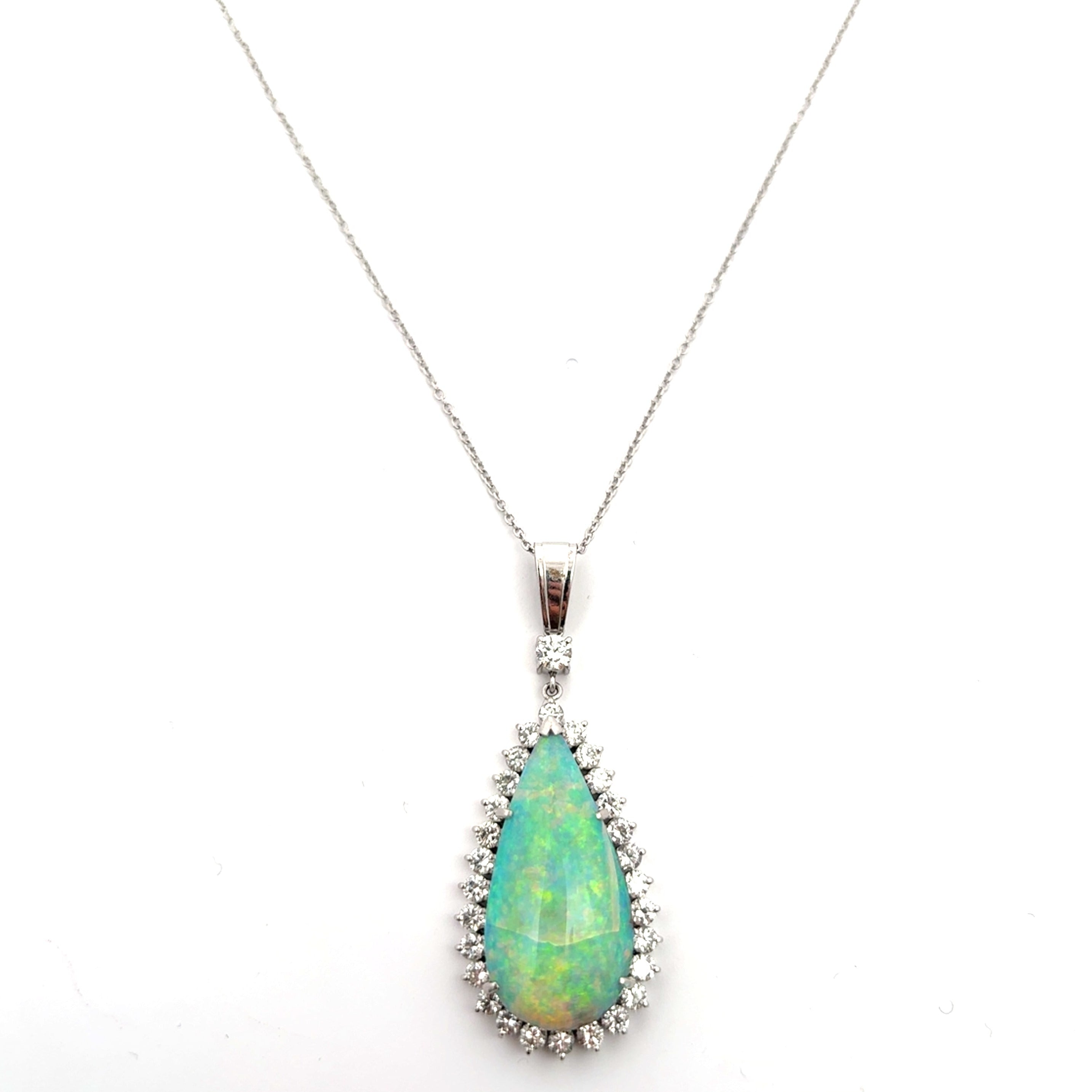 Vintage Boulder Opal and Diamond Necklace