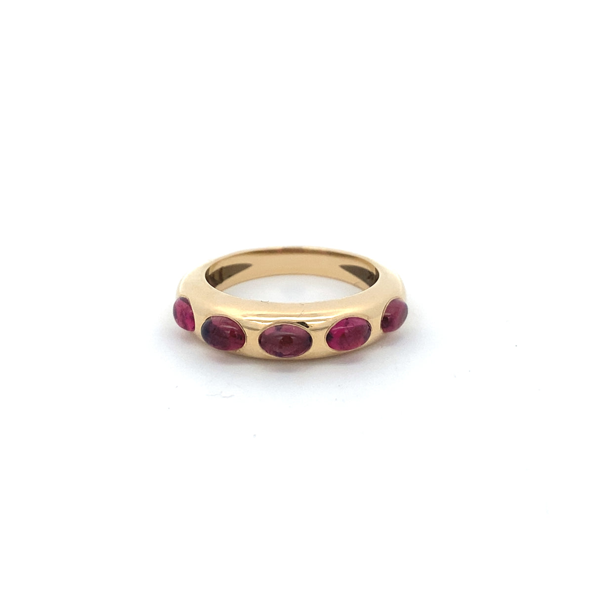 5 Oval Skinny Nomad Ring - Pink Tourmaline Cabochon