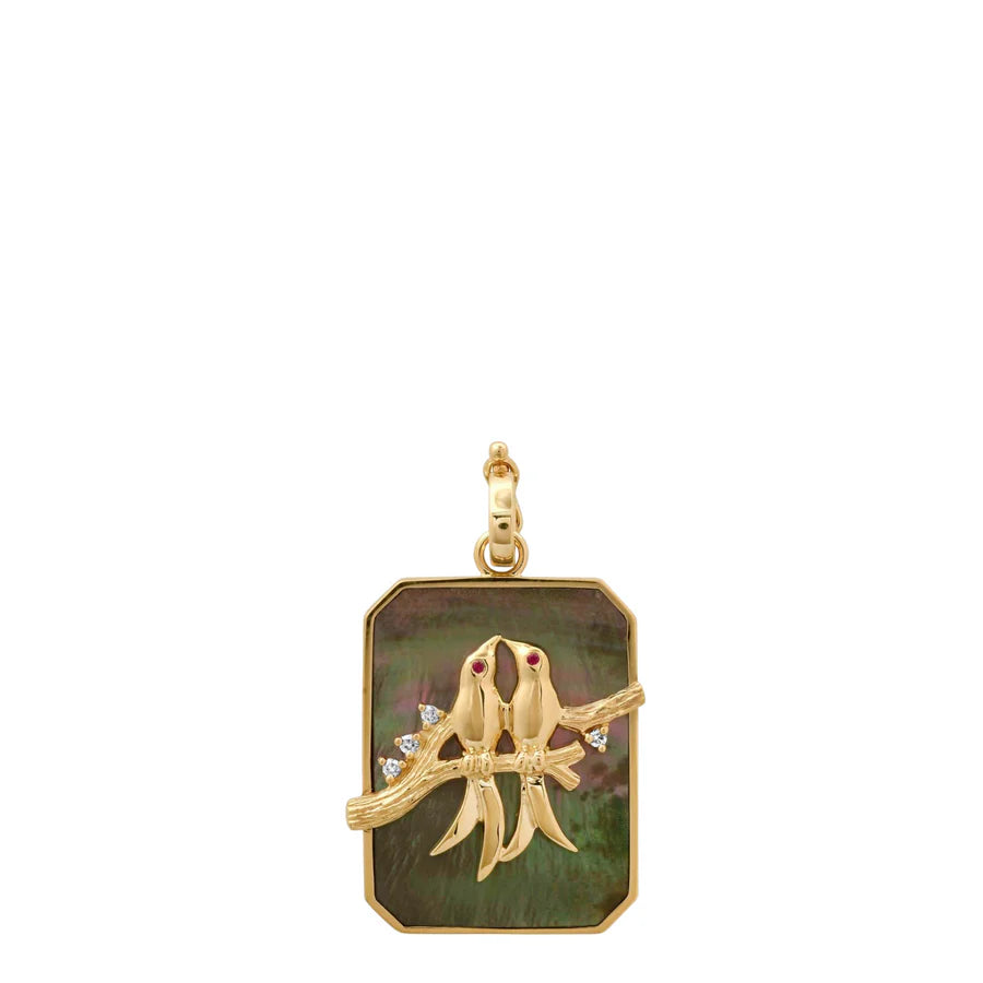 LARGE LOVEBIRDS Gemstone PENDANT