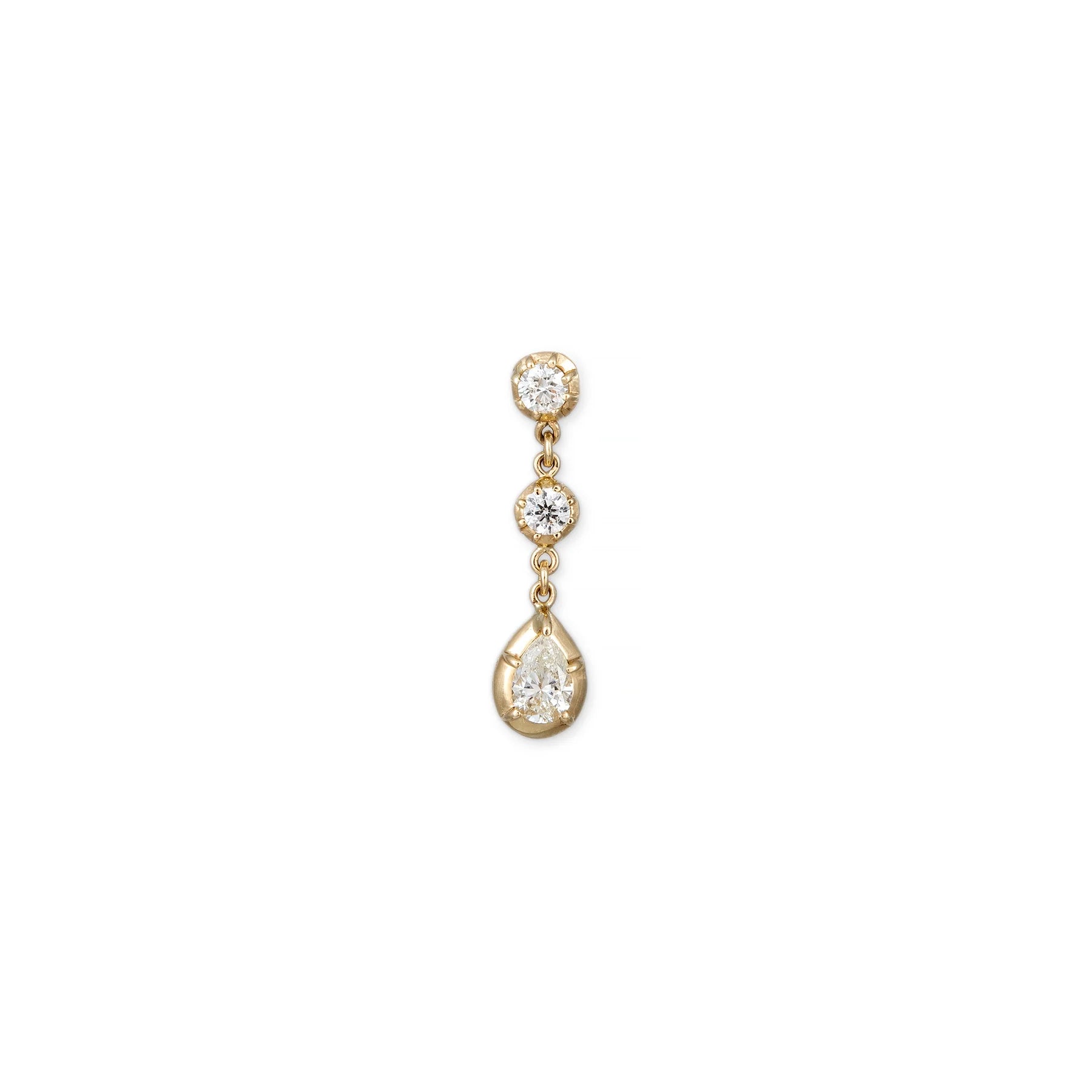 Sophia 2 round + teardrop diamond drop stud