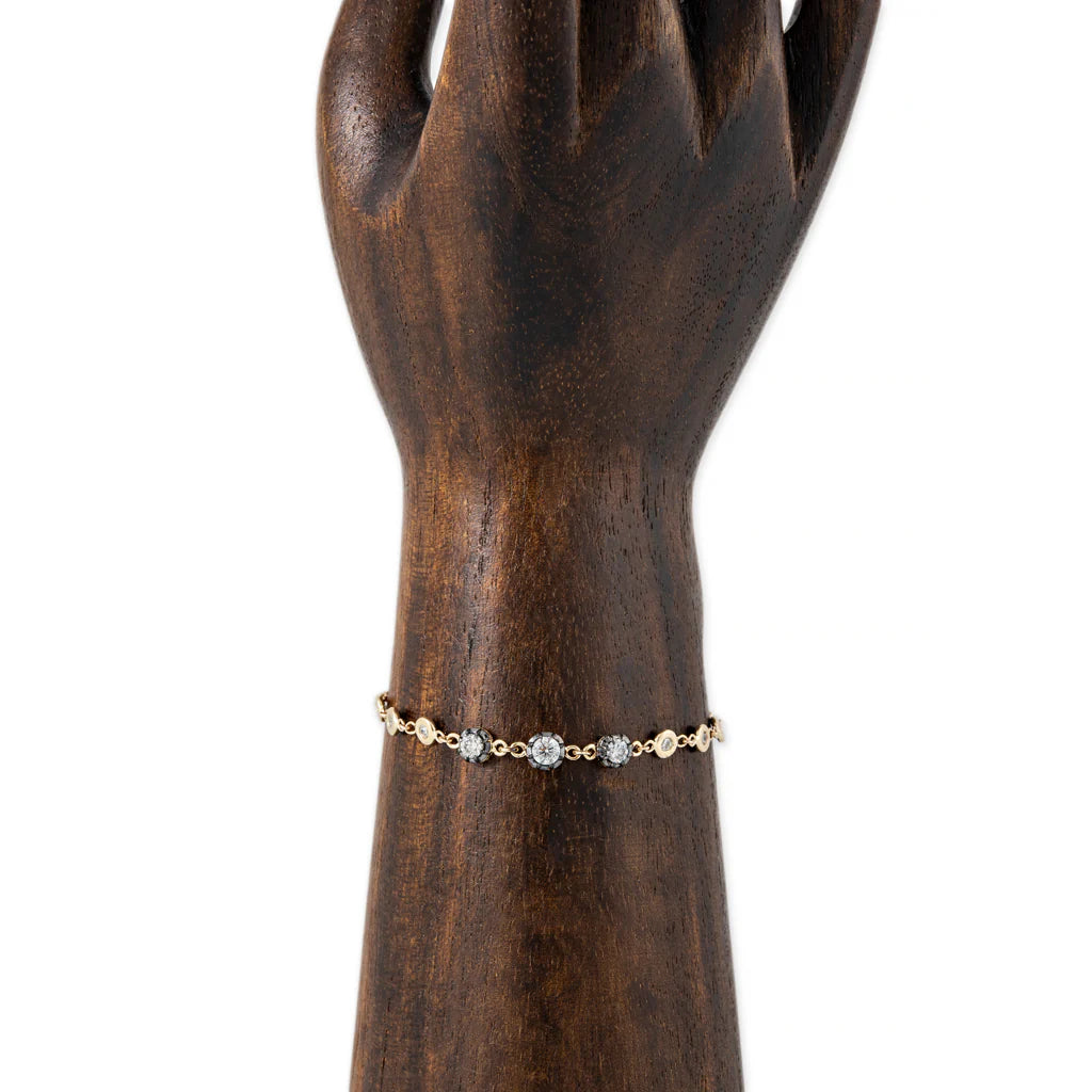 Black Rhodium 3 Sophia Diamond + 6 Round Diamond Bracelet