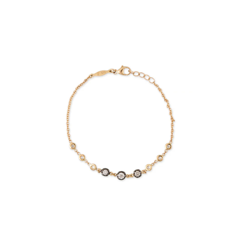 Black Rhodium 3 Sophia Diamond + 6 Round Diamond Bracelet