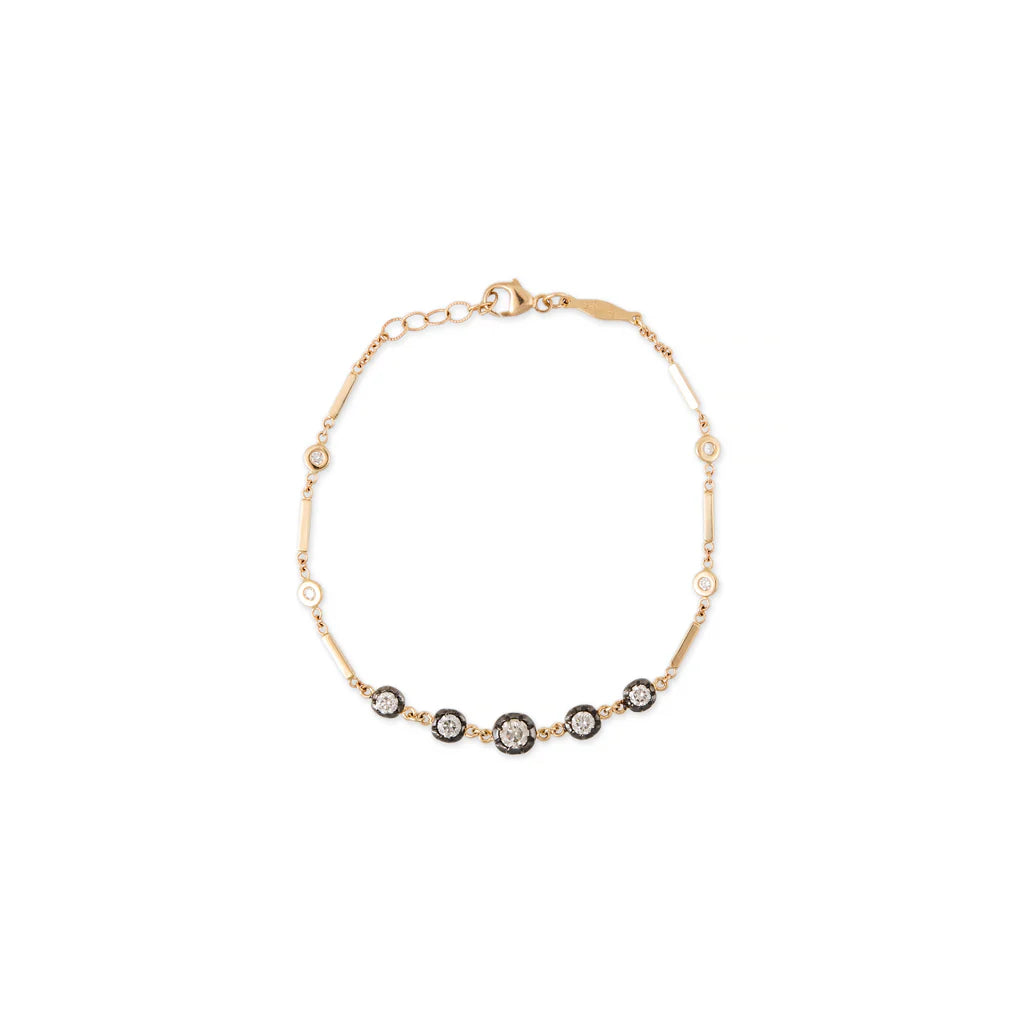 Black Rhodium 5 Sophia Diamond + 4 Diamond Smooth Bar Bracelet