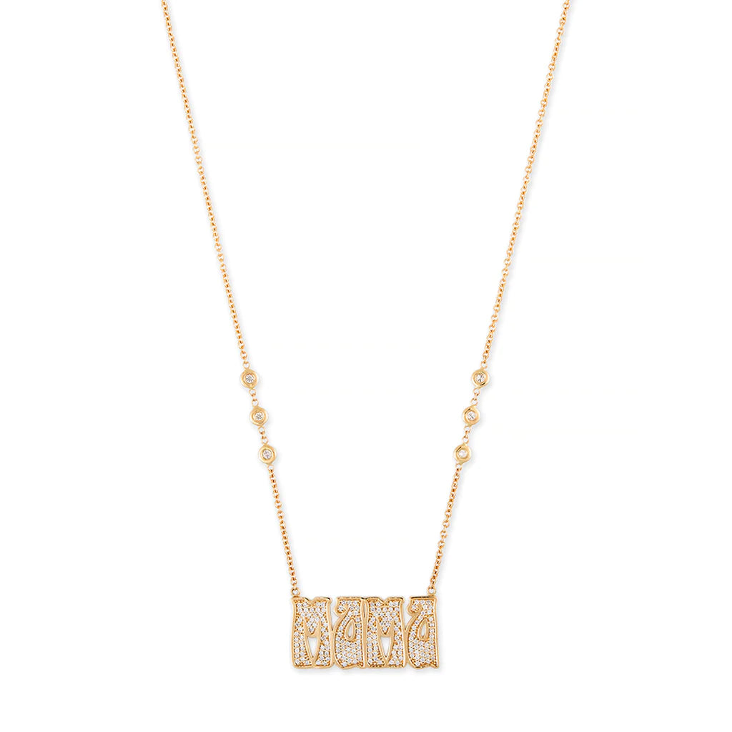 PAVE DIAMOND LARGE "MAMA" NECKLACE