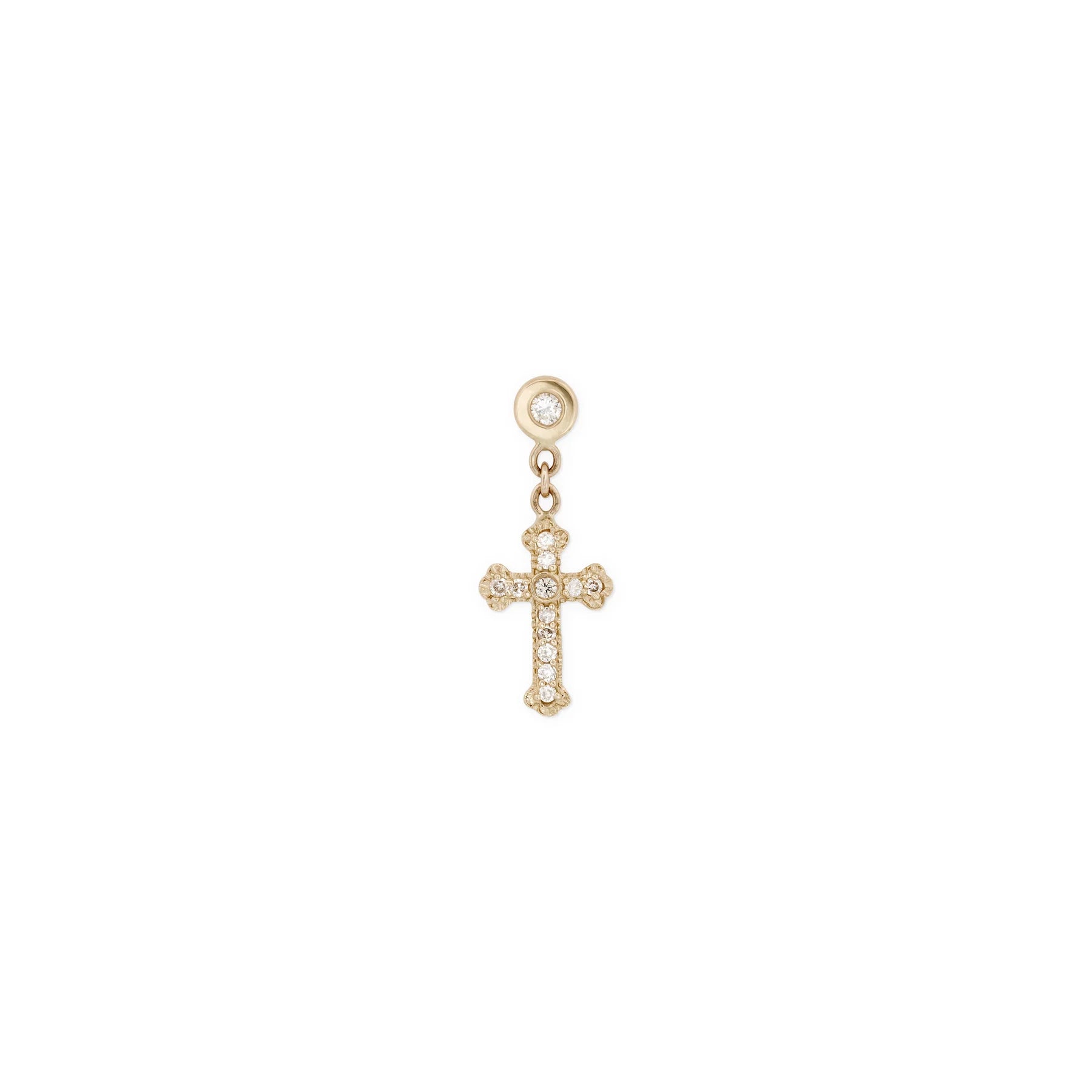 Diamond + pave cross drop stud