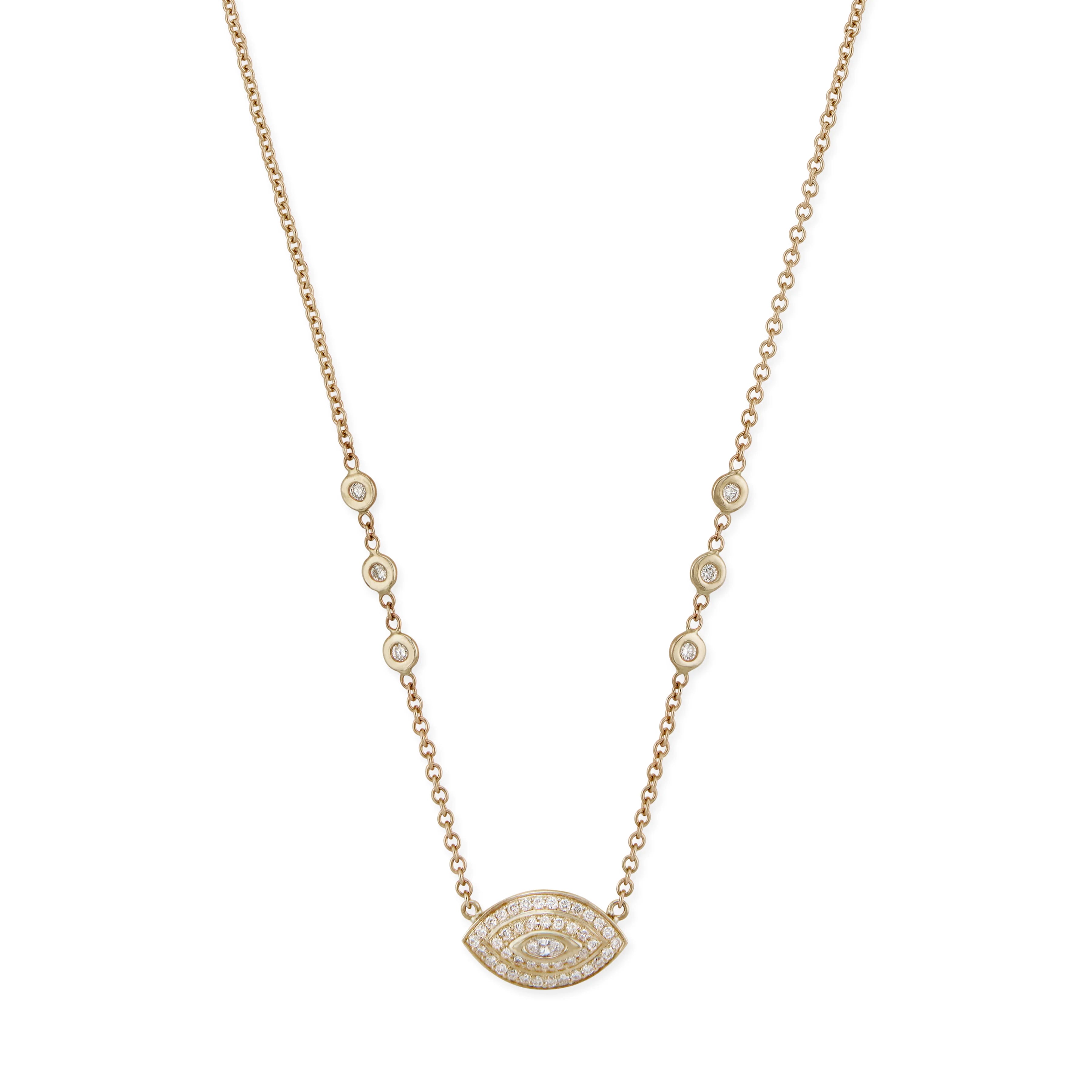 Diamond Marquise Pave Double Halo Eye Necklace