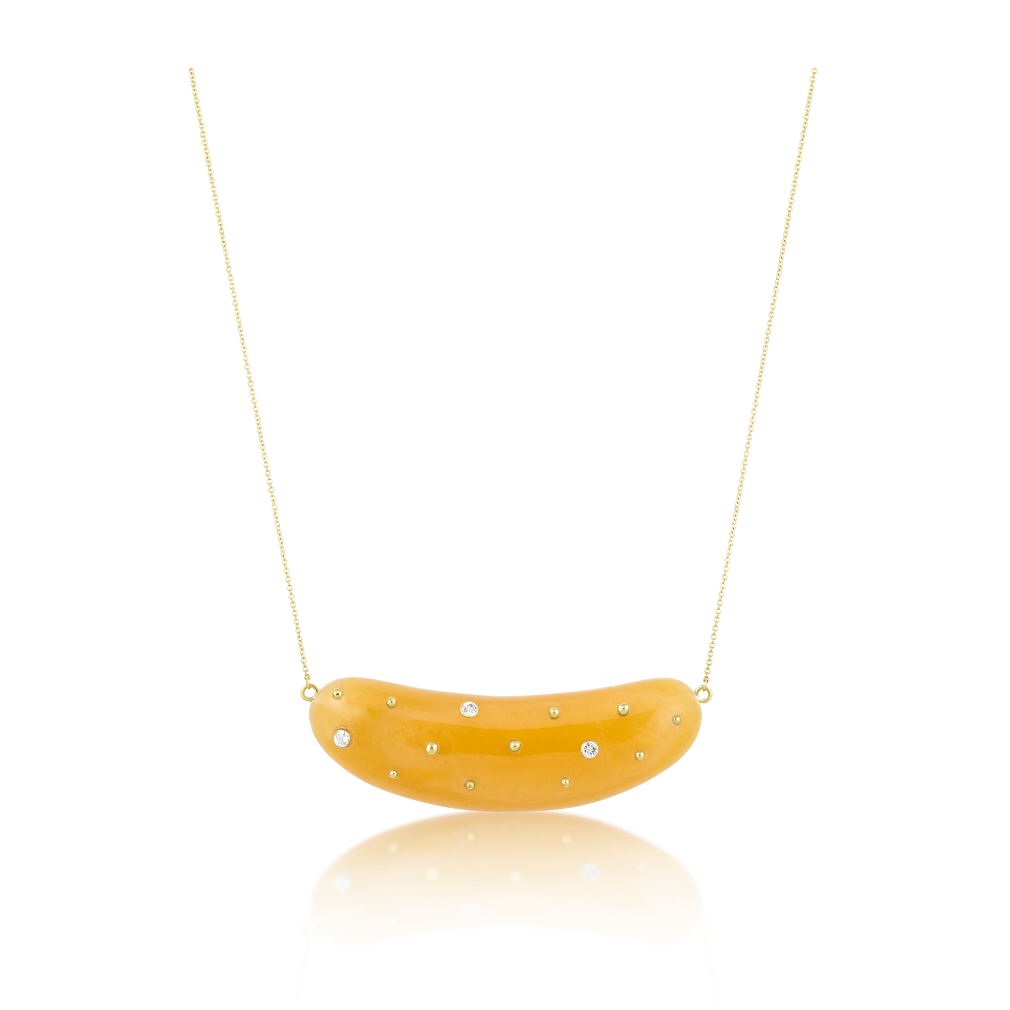 Carved Stone Studded Bean Necklace