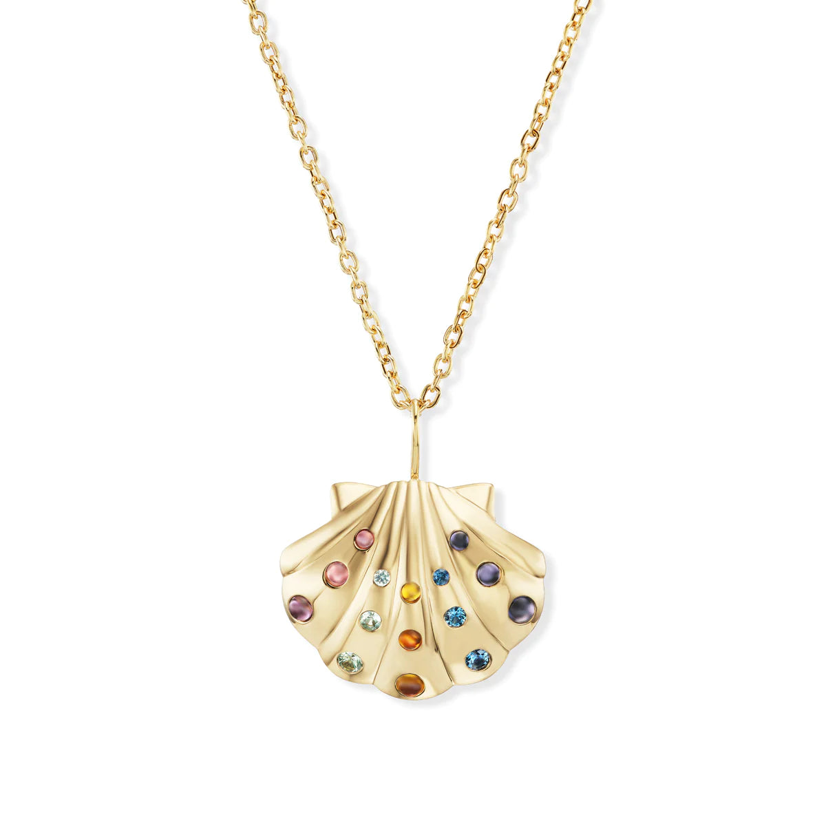 MEDIUM GOLD SHELL NECKLACE - RAINBOW