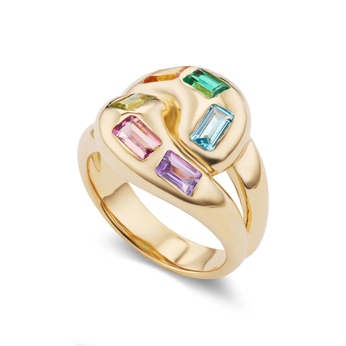 Multi Colored Gemstone Knot Ring