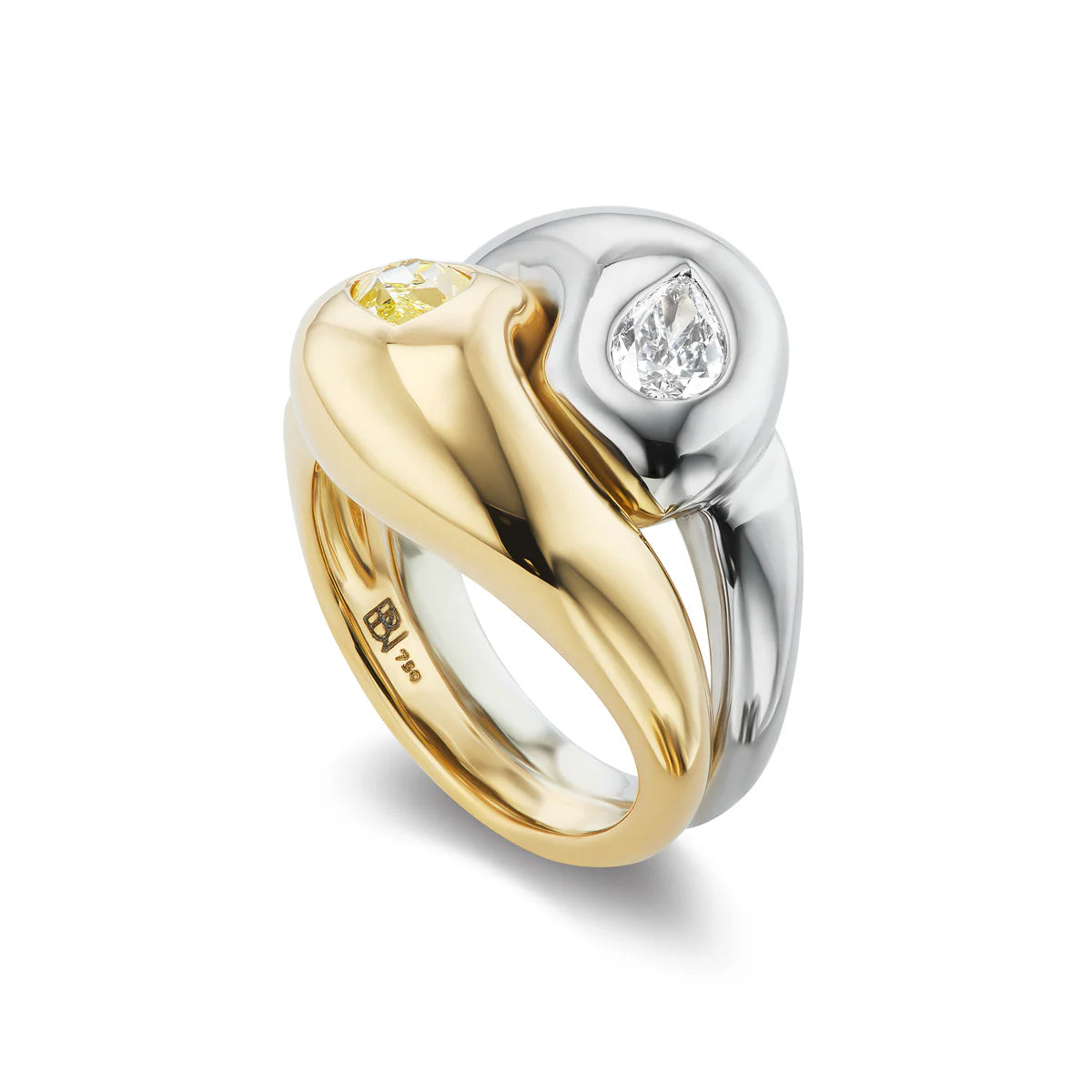 Knot Ring with Canary Diamond Pears