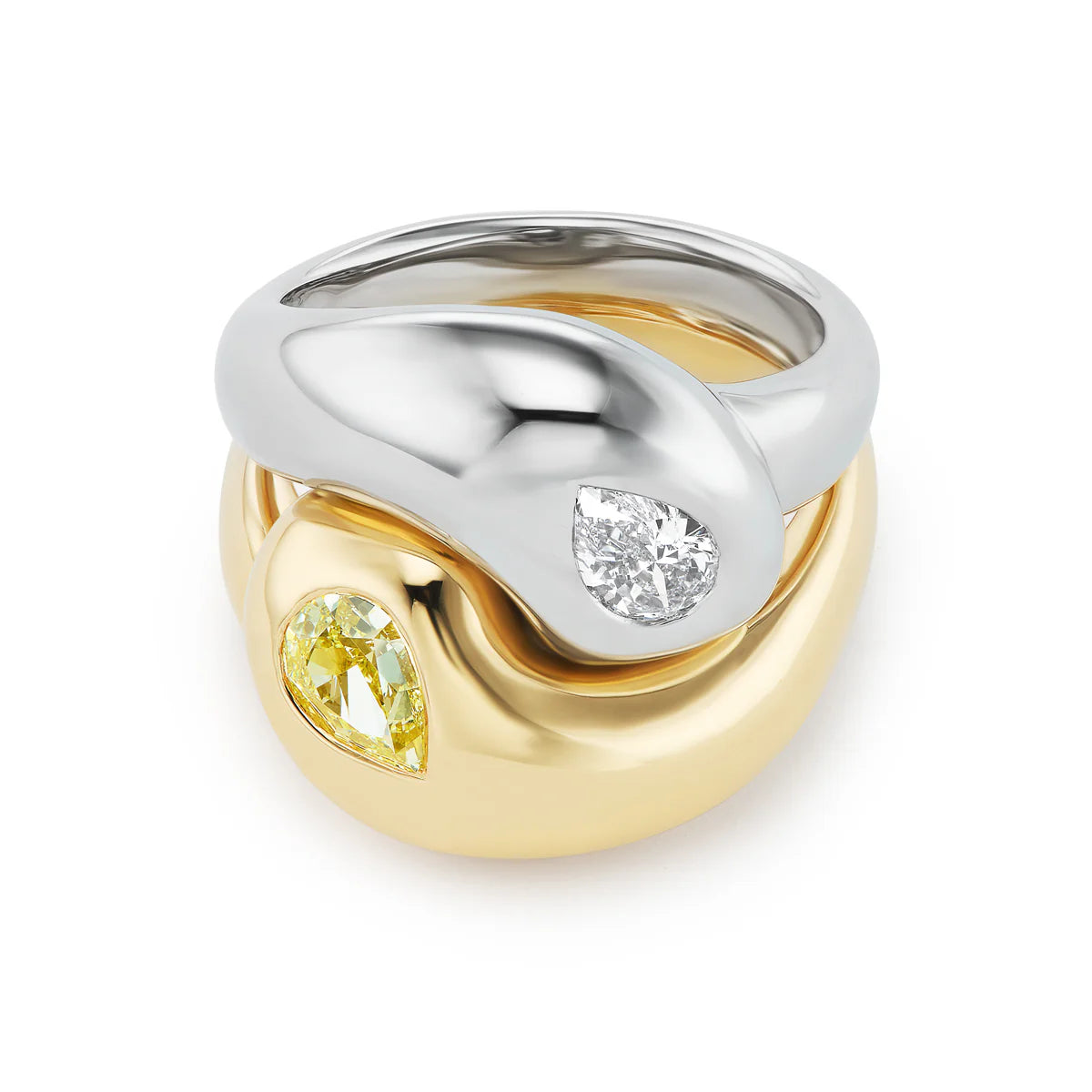 Knot Ring with Canary Diamond Pears