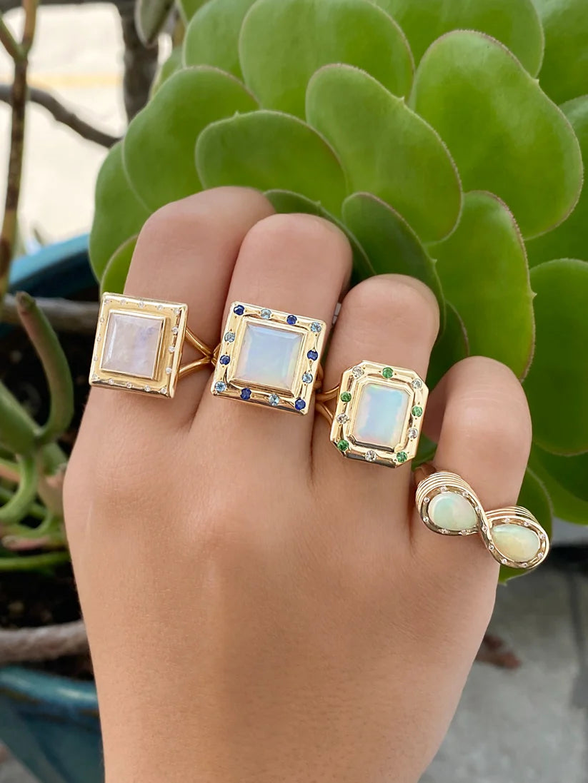 OPAL AND DIAMOND INFINITY RING