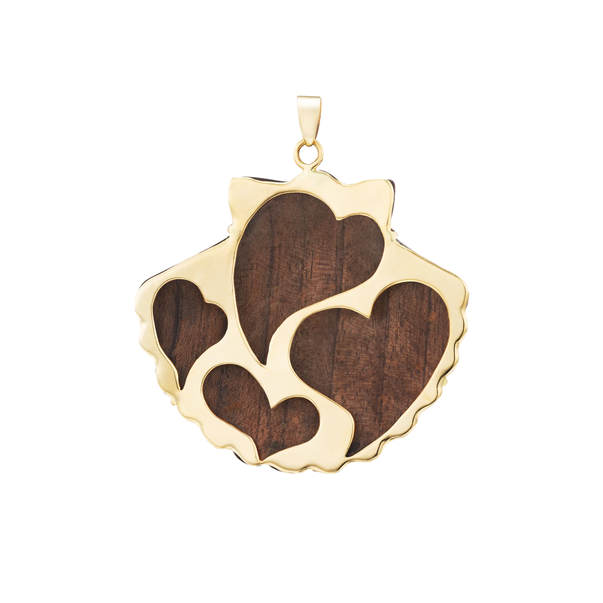 Carved Wood Scallop Shell Pendant