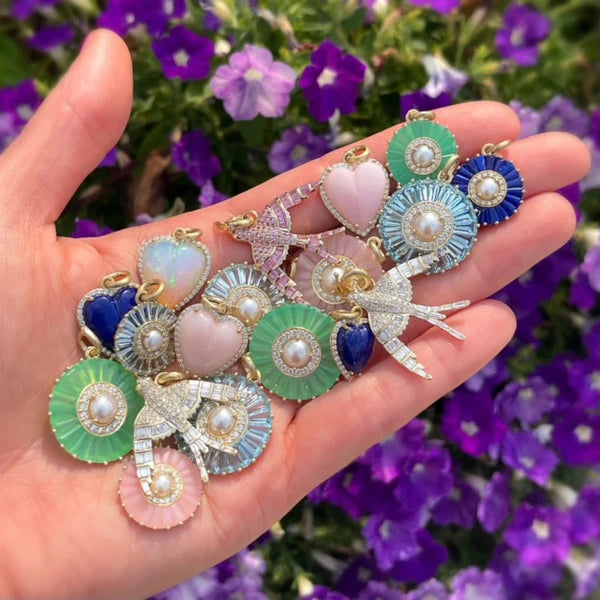 14K Gold & Pink Sapphire Evelyn Bird Charm