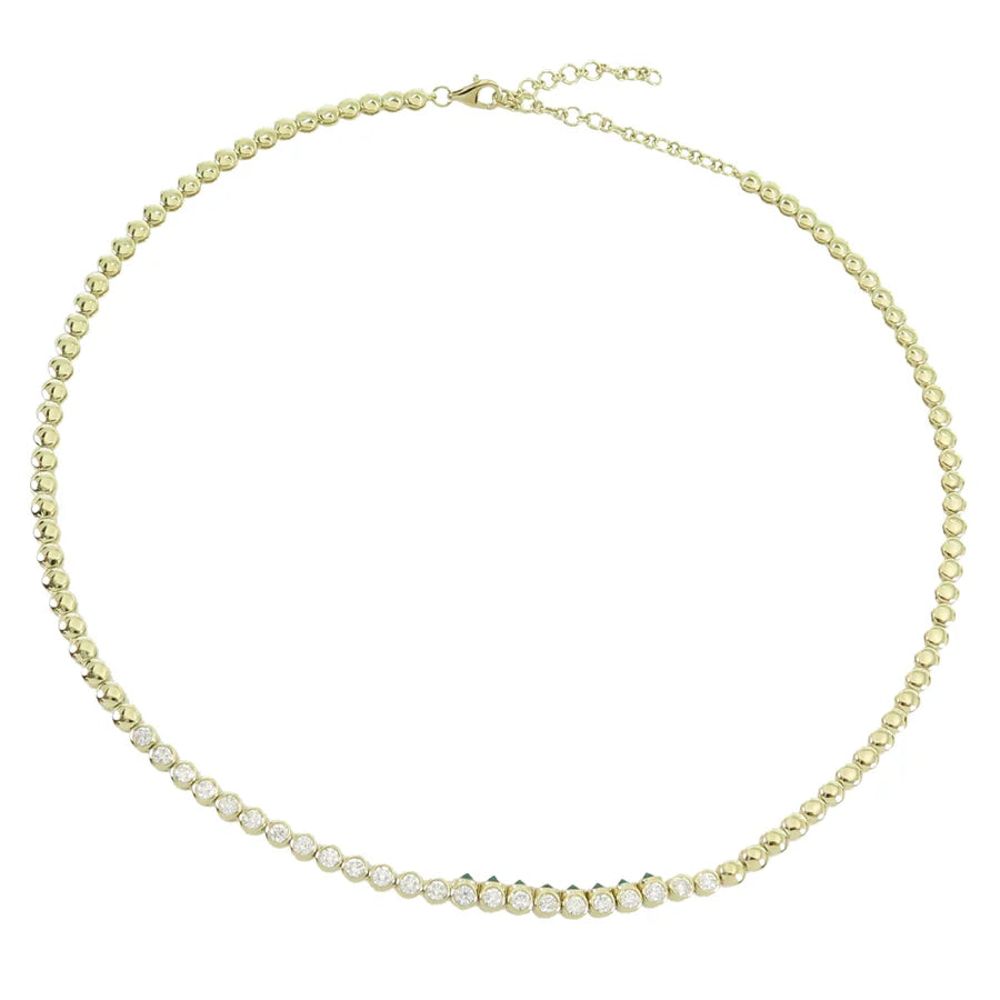 TUBBO SIDEWAY Diamond and Gemstone Tennis Necklace