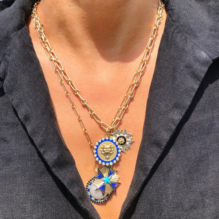 14K Gold Turquoise Lapis & Enamel Emmeline Charm