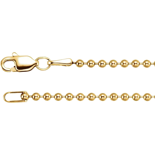14K Yellow Gold 1.5mm Bead Chain - 18"