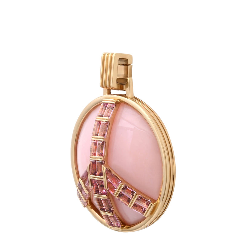 Grandsize Peace Pendant in Pink Opal and Pink Tourmaline