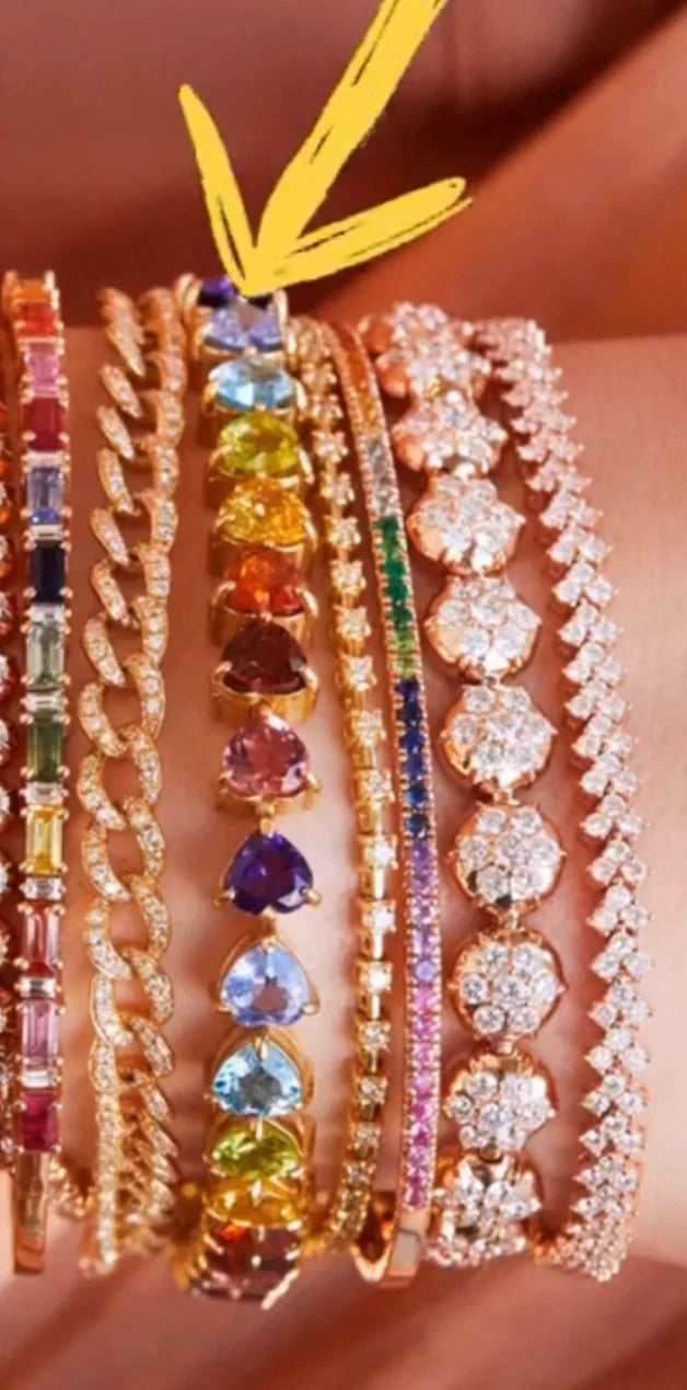 RAINBOW HEARTS TENNIS BRACELET