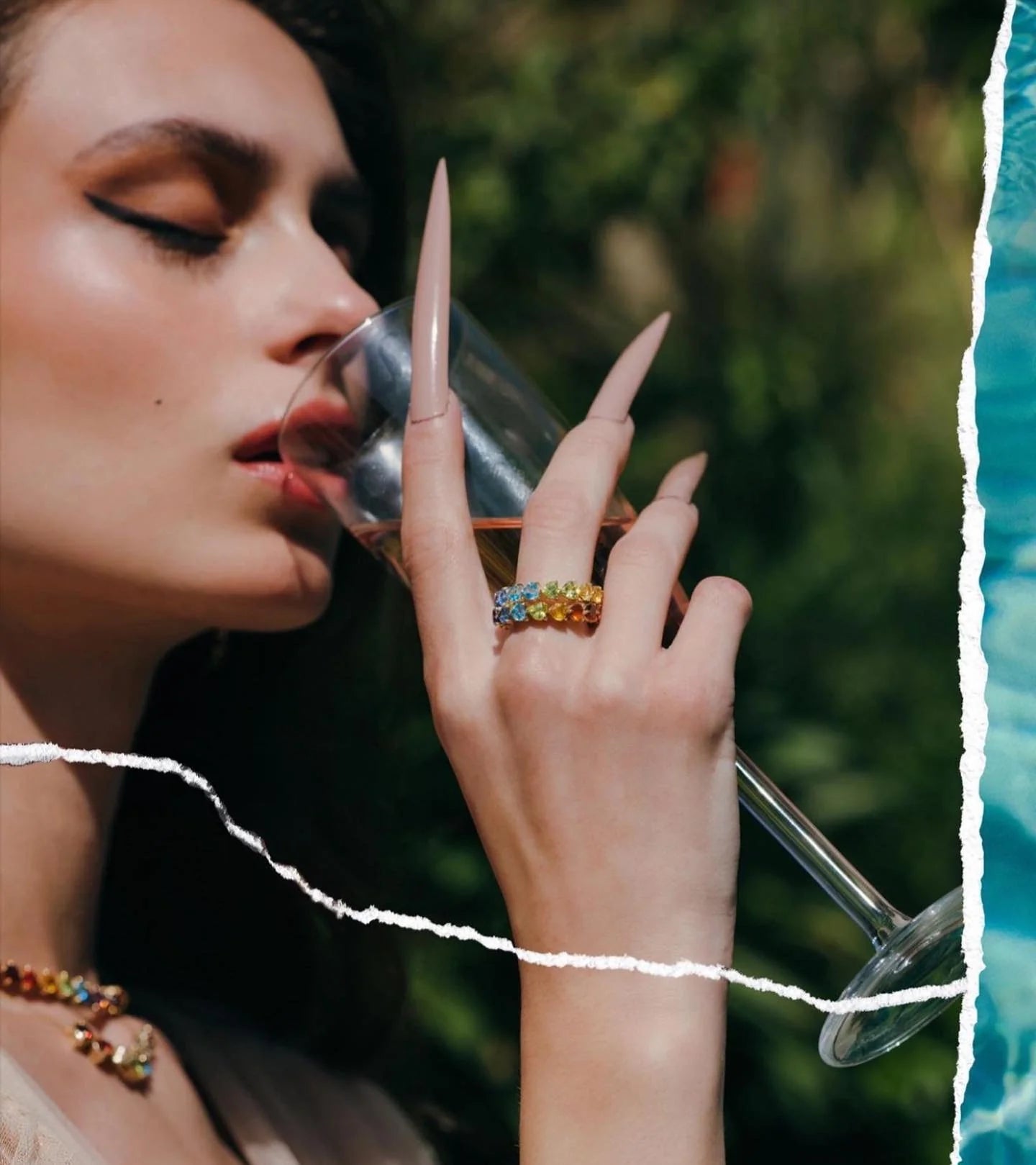 Rainbow Gem Diamond Eternity Ring