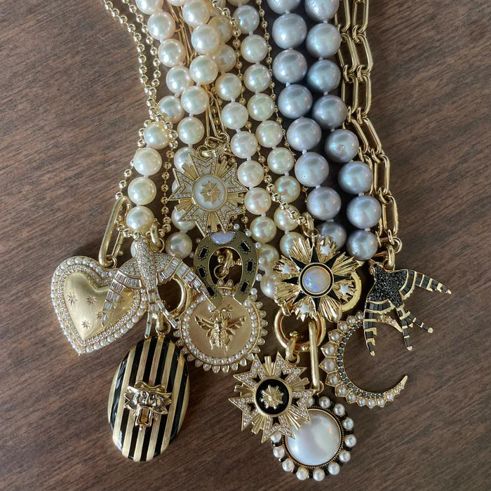 14K Gold Gemstone Holly Horseshoe Charm