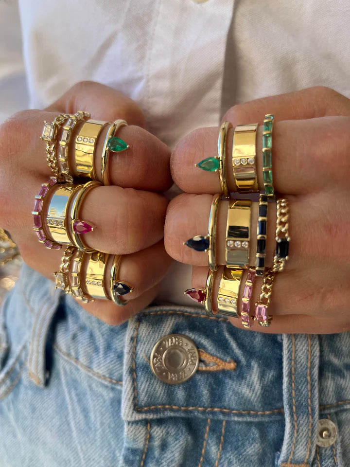 Type Stack Blue Sapphire Ring