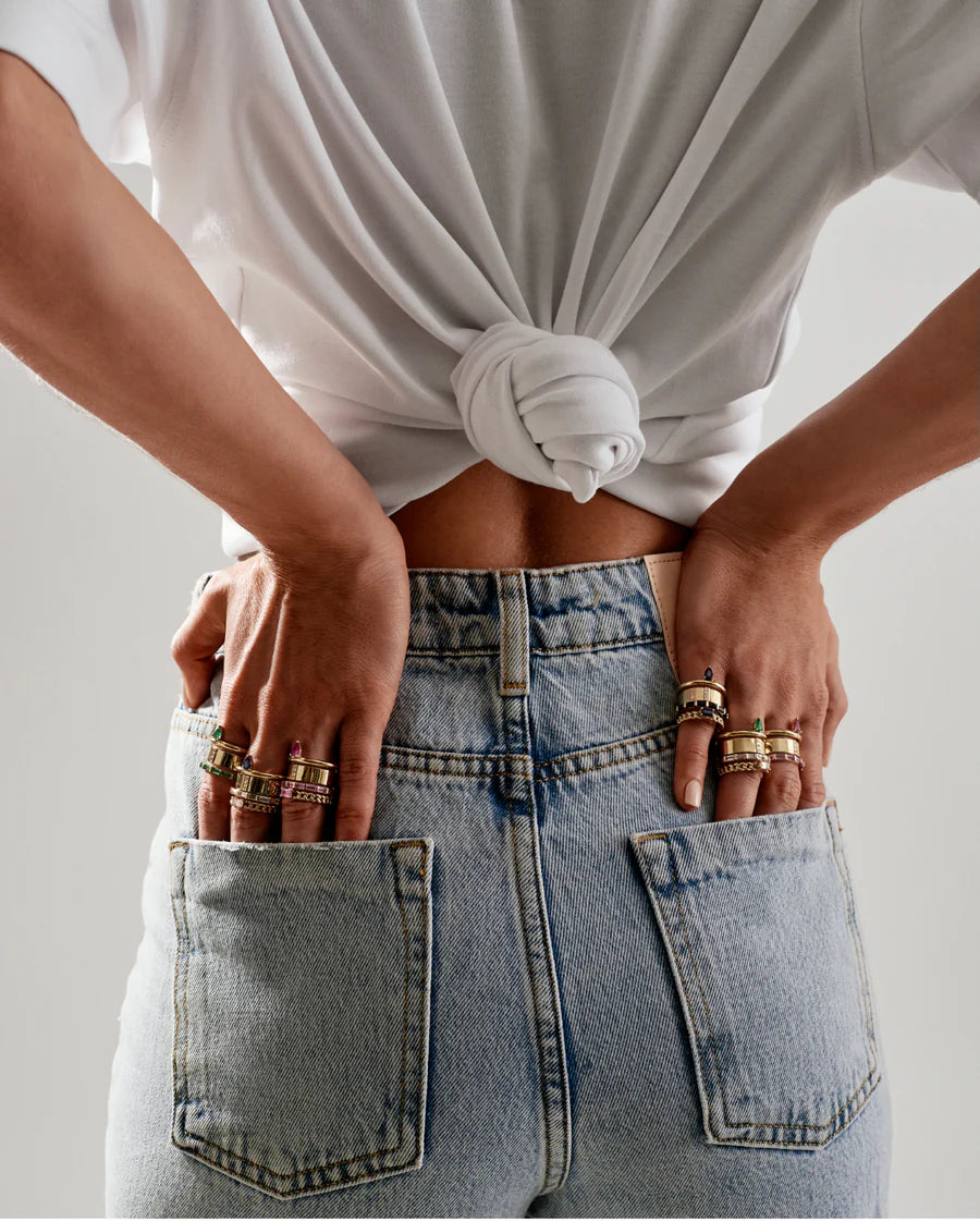 Type Stack Emerald Ring