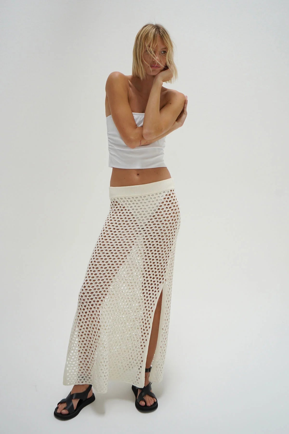 KYLIE OPEN KNIT SKIRT