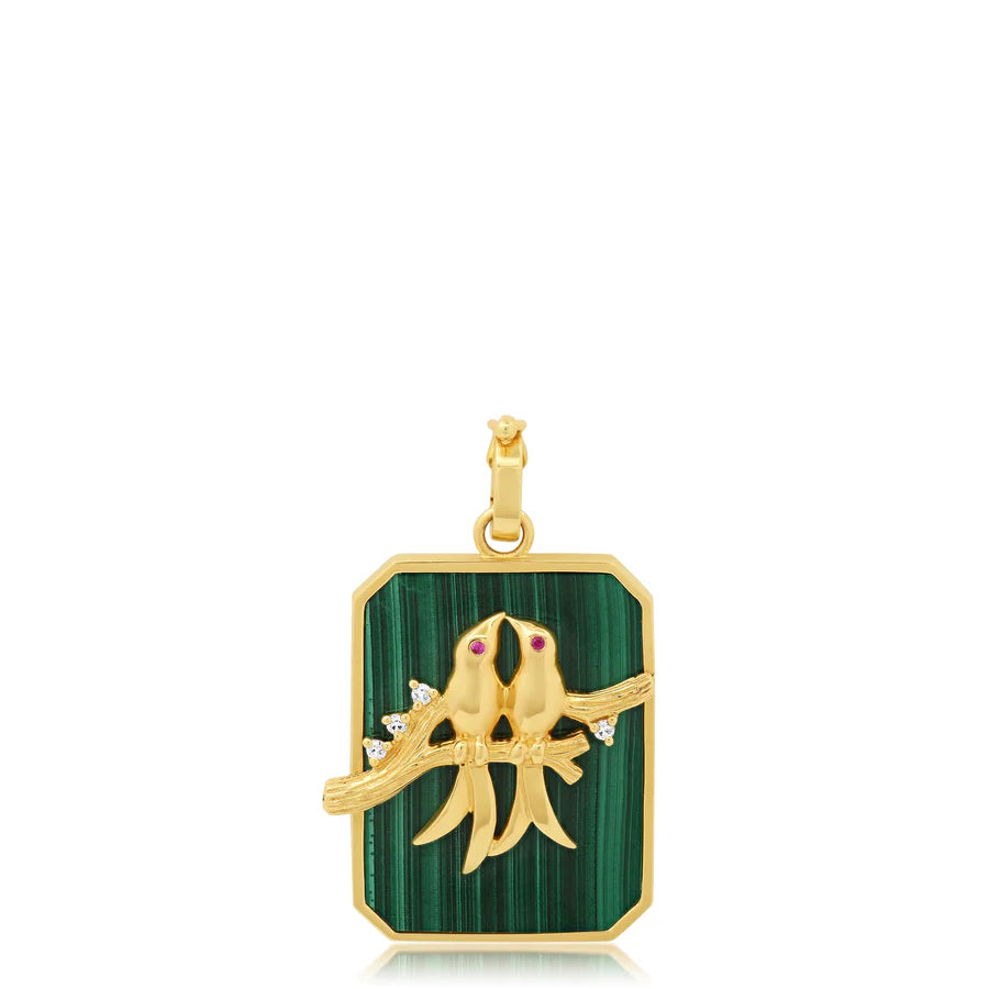 LARGE LOVEBIRDS Gemstone PENDANT