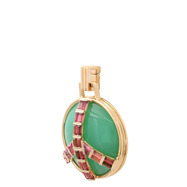 Midsize Peace Pendant in Chrysoprase and Pink Tourmaline