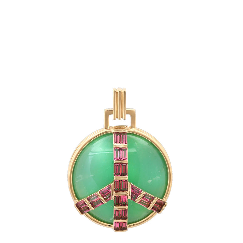 Midsize Peace Pendant in Chrysoprase and Pink Tourmaline