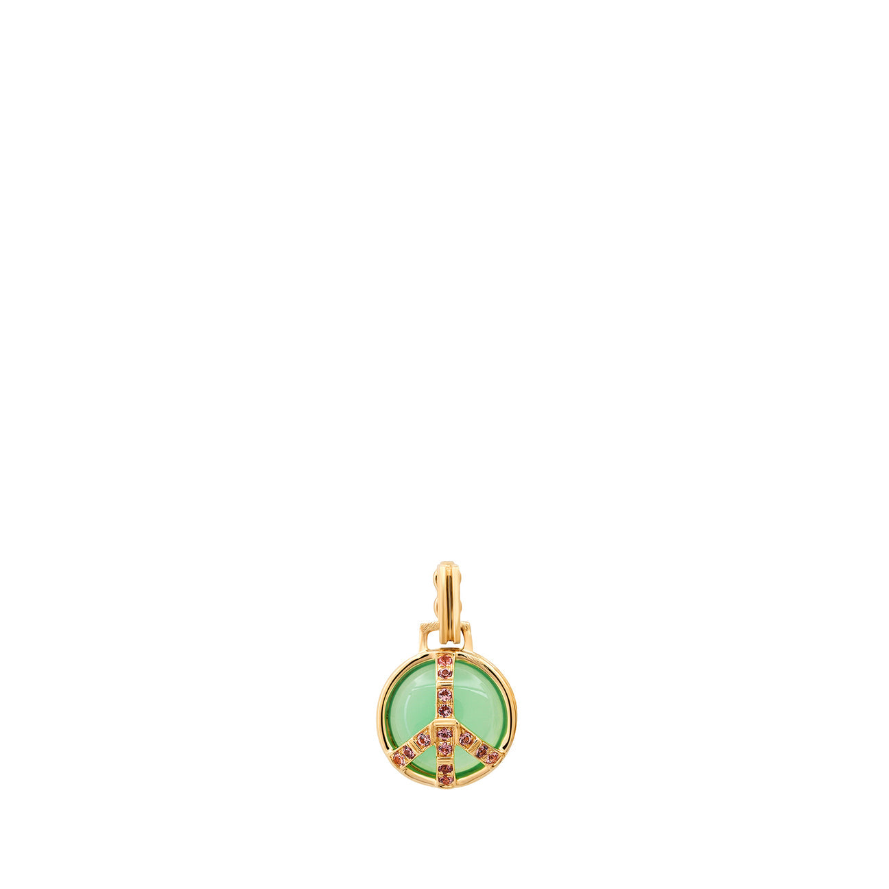 Mini Peace Pendant in Chrysophrase and Tourmaline