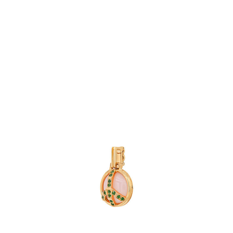 Mini Peace Pendant in Pink Opal and Tsavorite