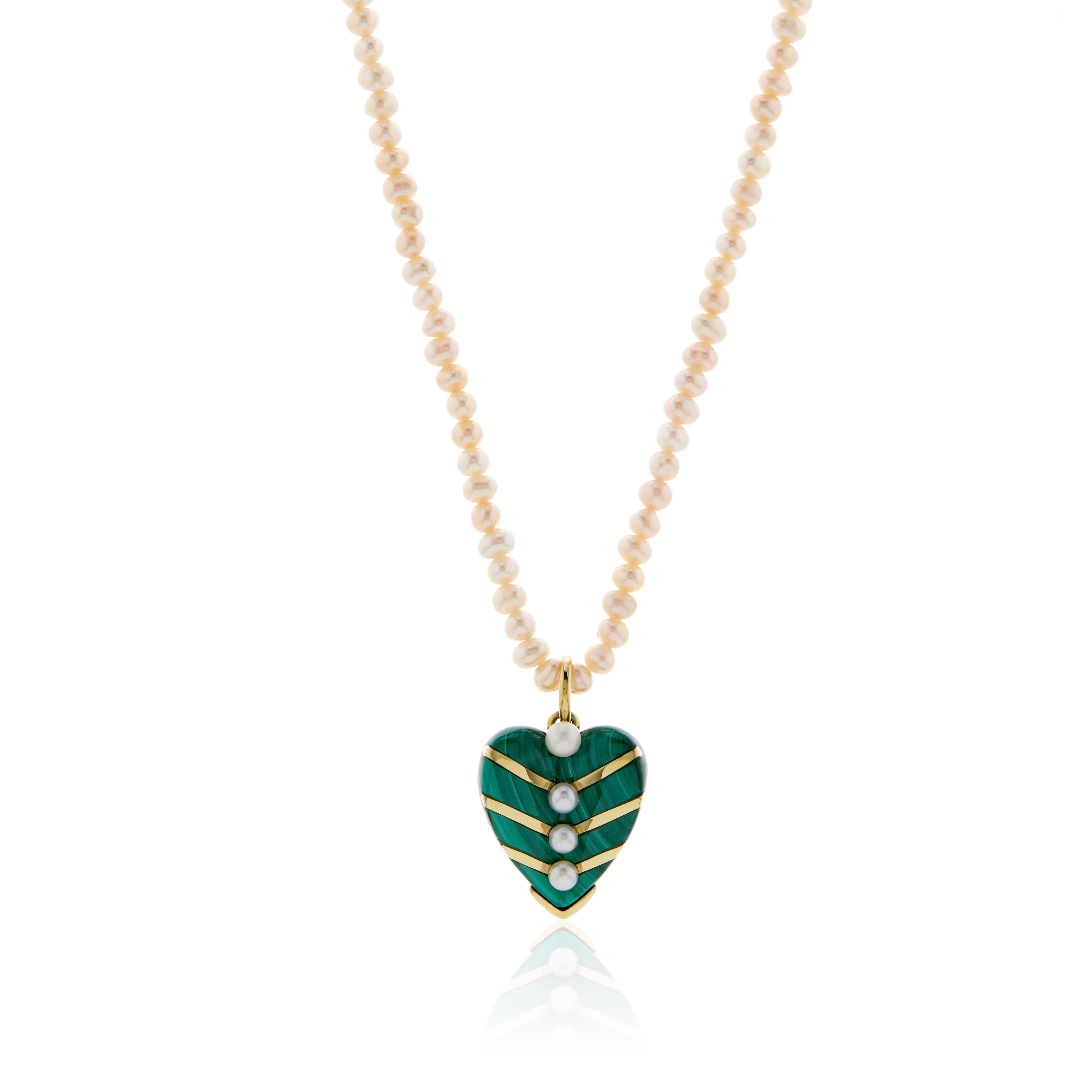 MDL Malachite and Pink pearl Necklace