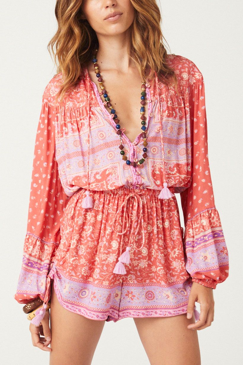 Sunshine Bandit Romper - Cayenne